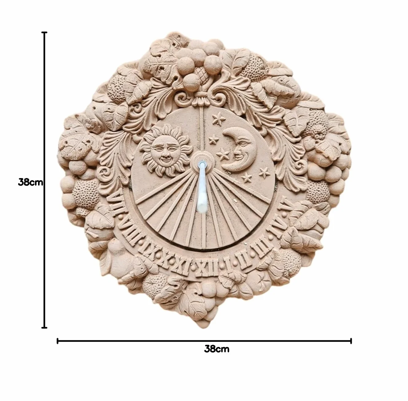 Teramico Dekoracyjny zegar słoneczny Meridiana z włoskiego terrakoty, odporny na mróz i warunki atmosferyczne, wysokiej jakości, wykonany ręcznie (Meridiana 35 cm)