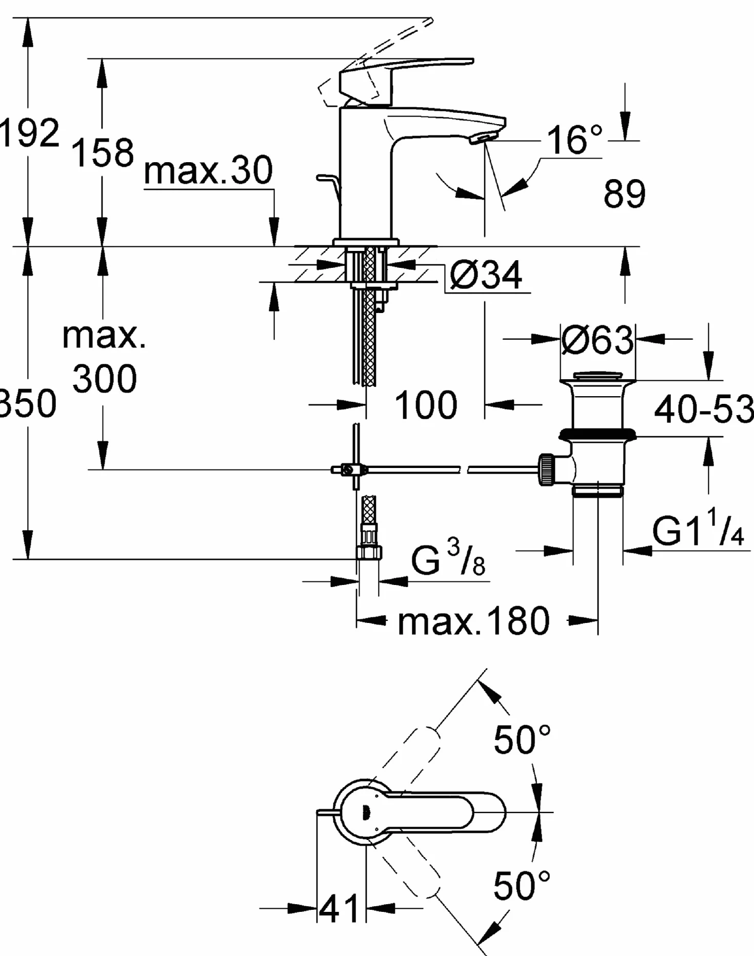 Grohe Eurostyle Cosmopolitan jednouchwytowa bateria umywalkowa - 23037002