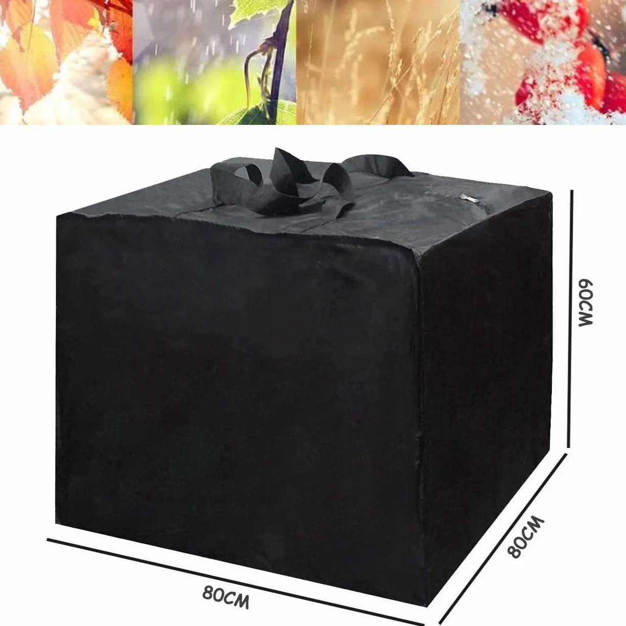 Wodoodporna torba do przechowywania poduszek ogrodowych Oxford 420D 80x80x60 cm czarna