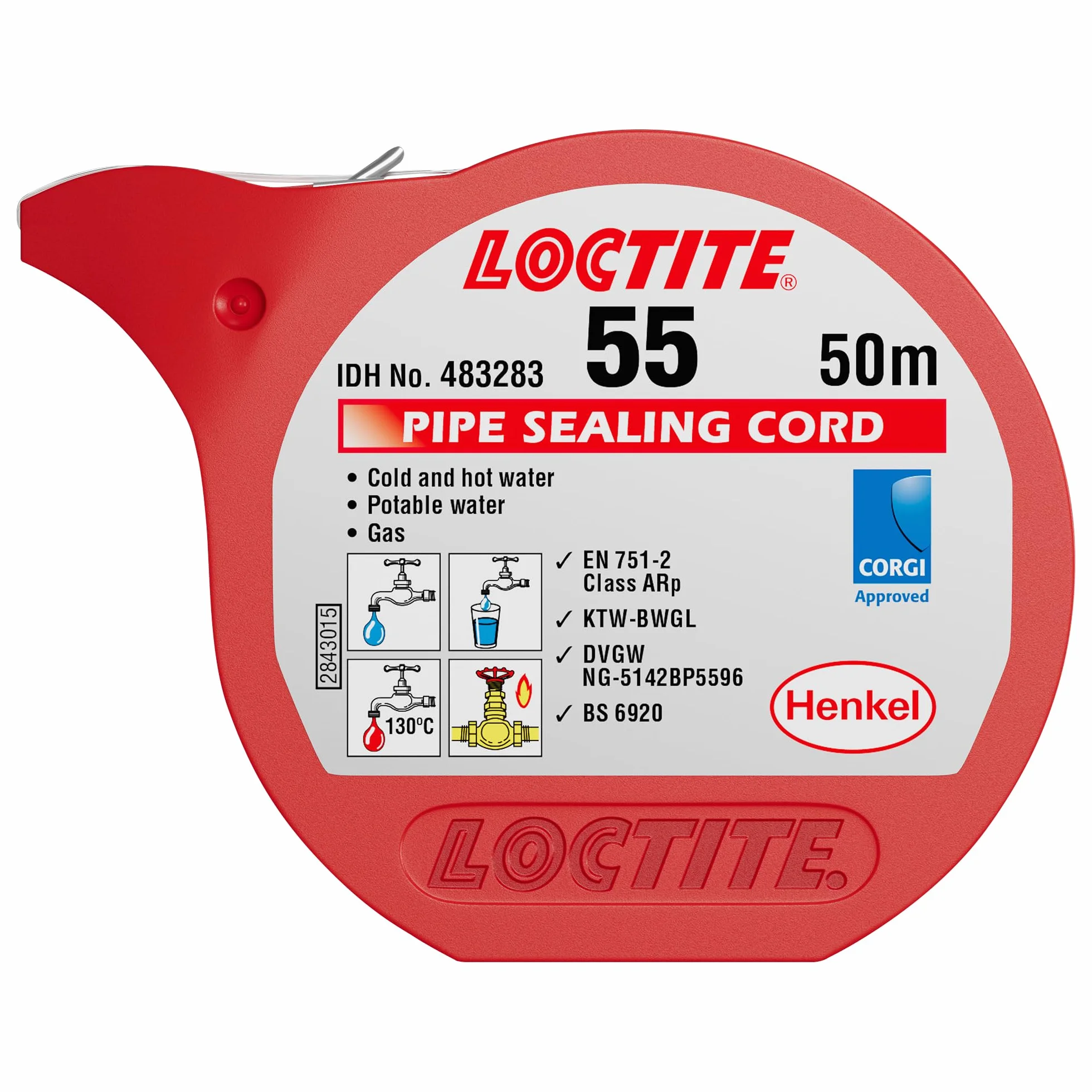 Loctite 483283 55 przewód uszczelniający do gazu/wody/pneumatyki, długość 50 m