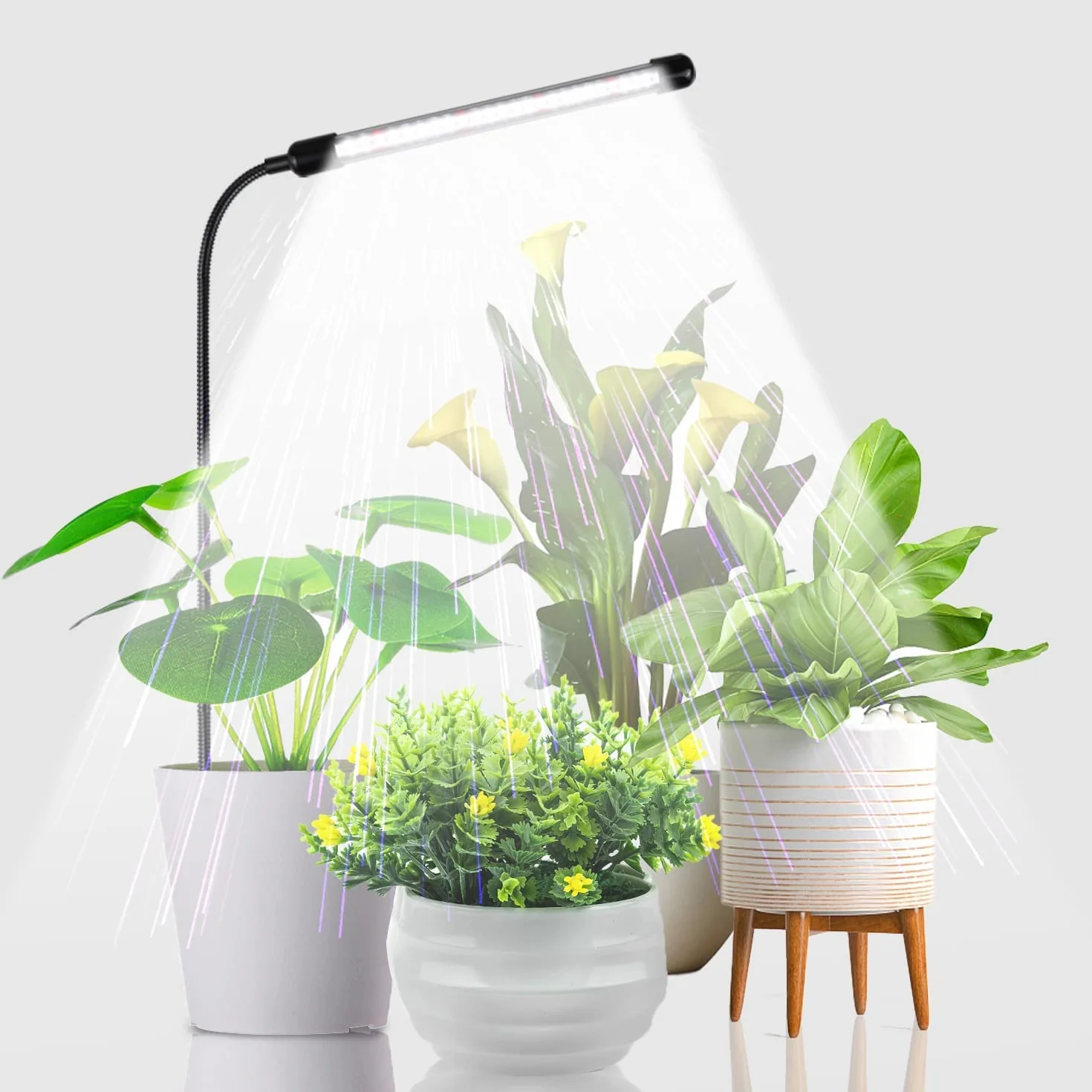 Lampa roślinna LED, lampa do roślin domowych, lampa do roślin domowych, lampa roślinna z automatycznym timerem, adapter usb 5 z regulacją wysokości