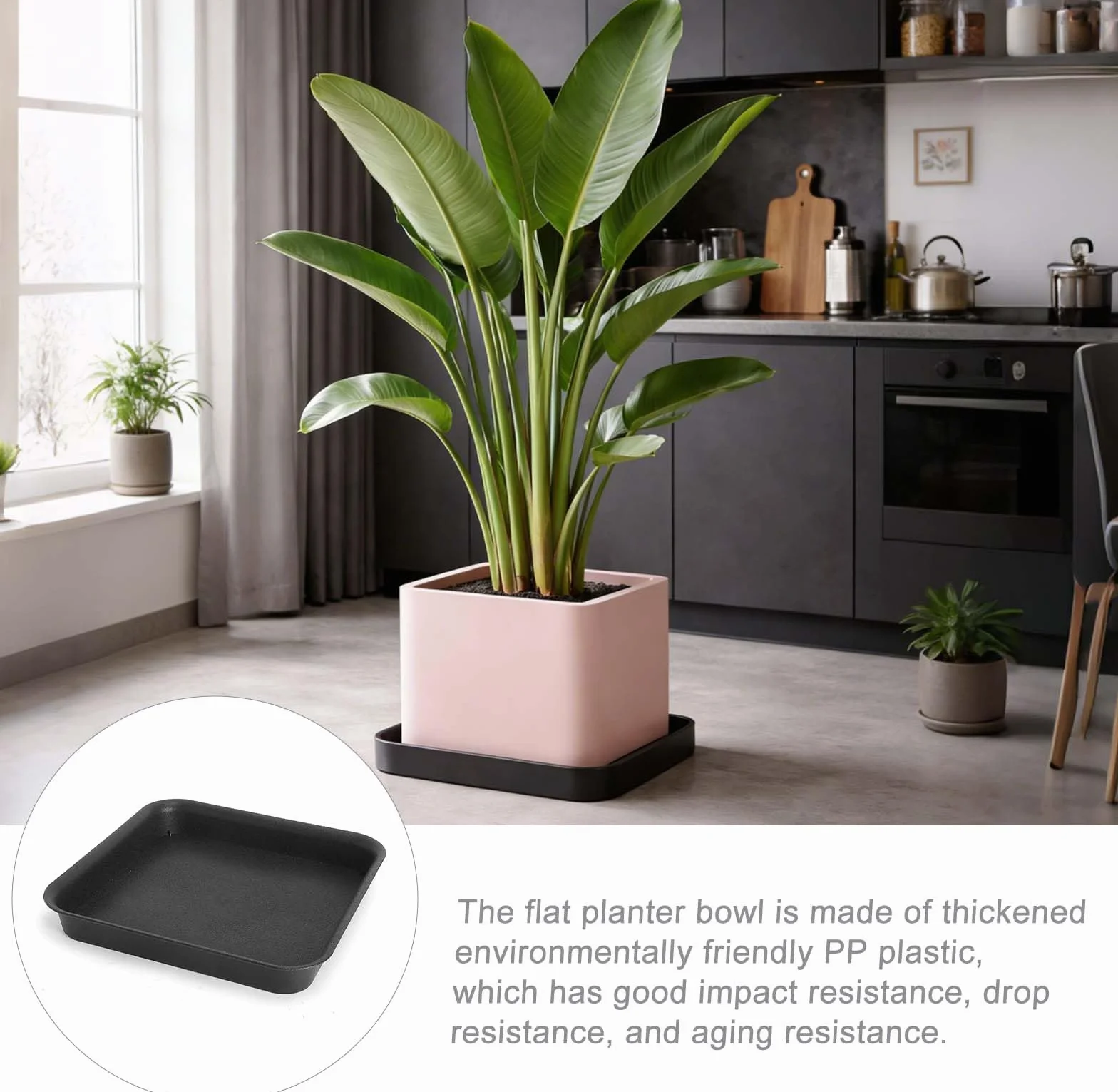 Plastikowe podstawki pod doniczki 29x29 cm czarne zestaw 4 sztuk