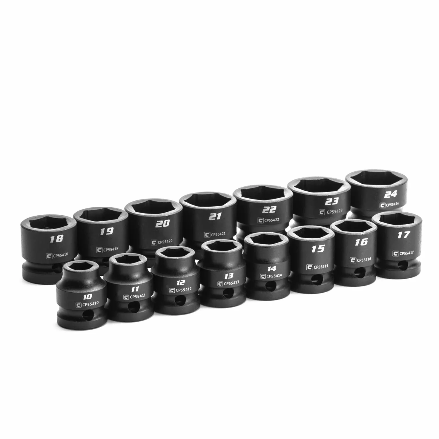Capri Tools 1,27 cm Drive Stubby Impact zestaw nasadek udarowych, 10 do 24 mm, 15-częściowy