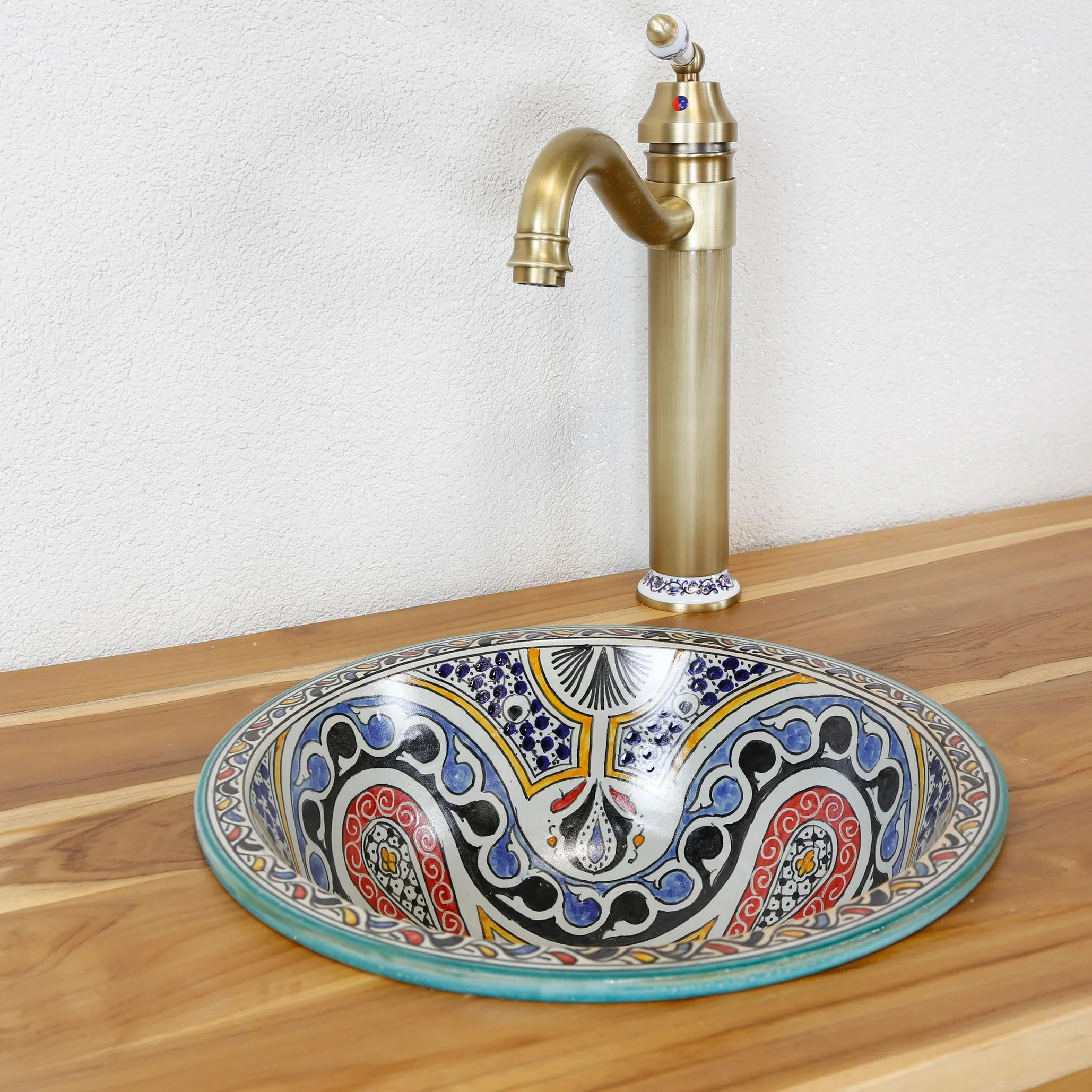 Umywalka nasadowa okrągła, umywalka nablatowa do łazienki i toalety dla gości, umywalka do zabudowy bez otworu na kran i bez przelewu/umywalka ceramiczna