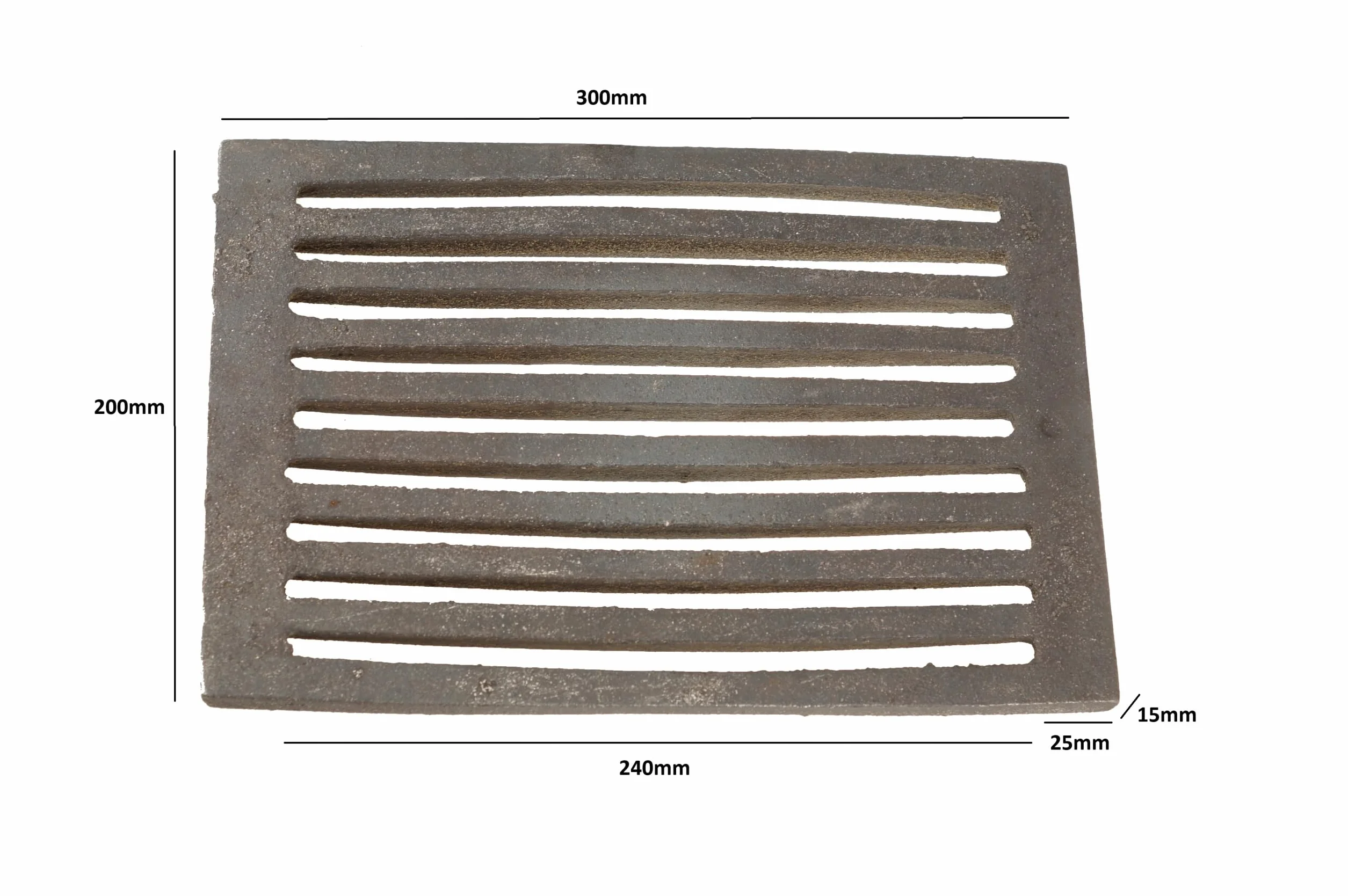 Żeliwny ruszt do pieca – Wymienny ruszt do kominka, pieca, grilla lub pieca kuchennego – Wytrzymały wkład 300 x 200 mm – Solidny i żaroodporny – Żeliwny ruszt do pieca