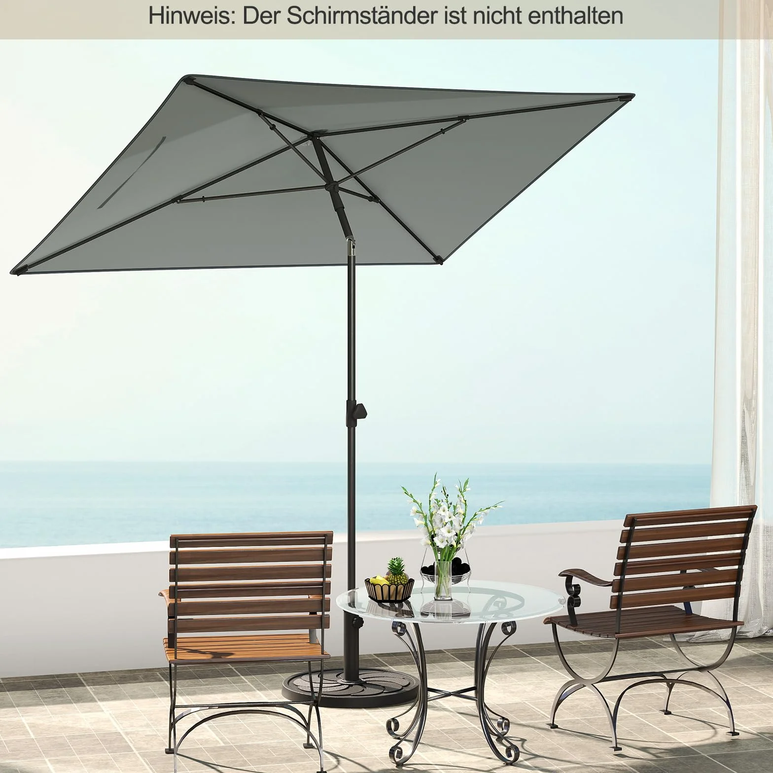 COSTWAY Parasol przeciwsłoneczny prostokątny 210 x 140 cm składany z obu stron 30°