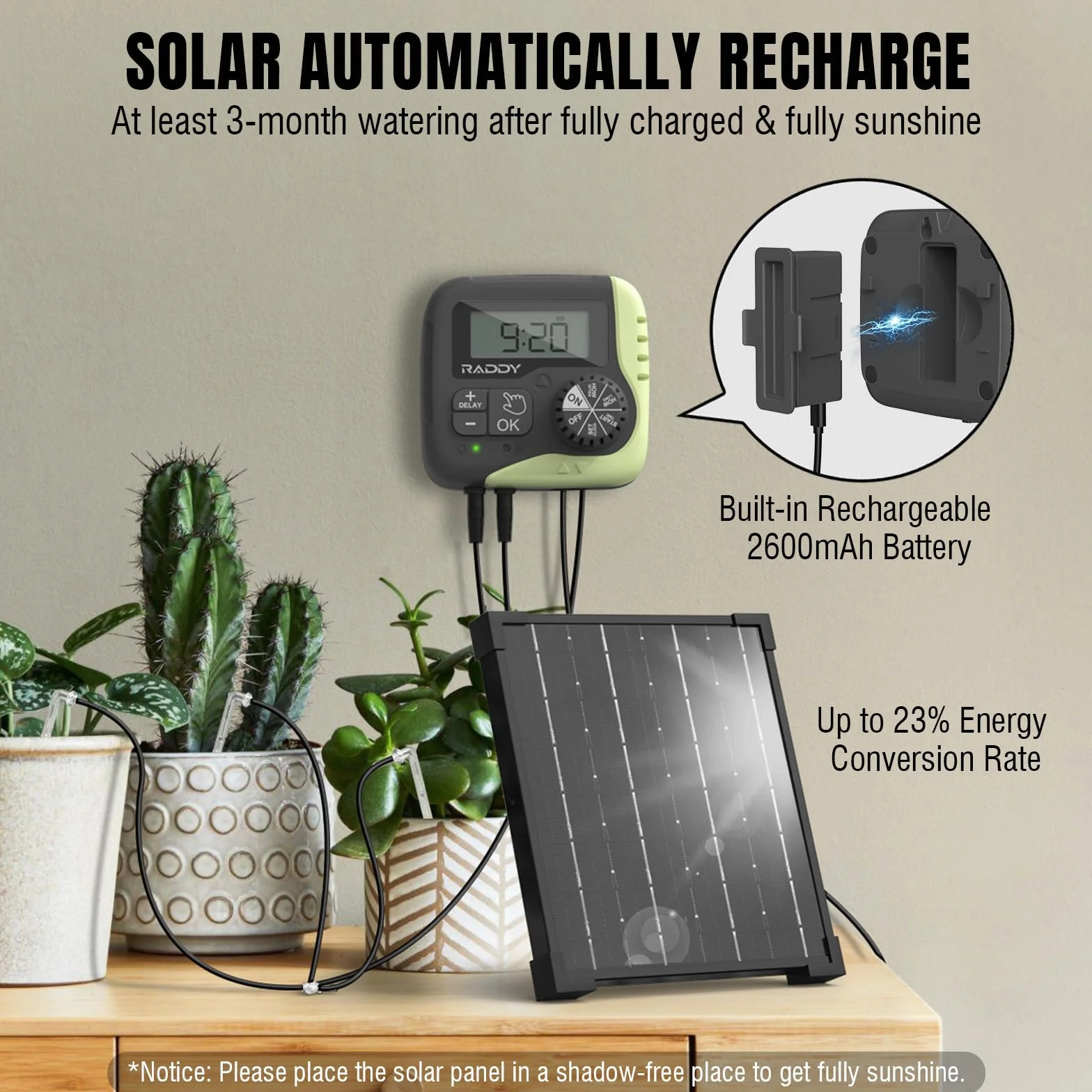 Raddy WS-1 Zestaw do nawadniania kropelkowego 5 W zasilany energią słoneczną automatyczny system nawadniania zegar wodny DIY