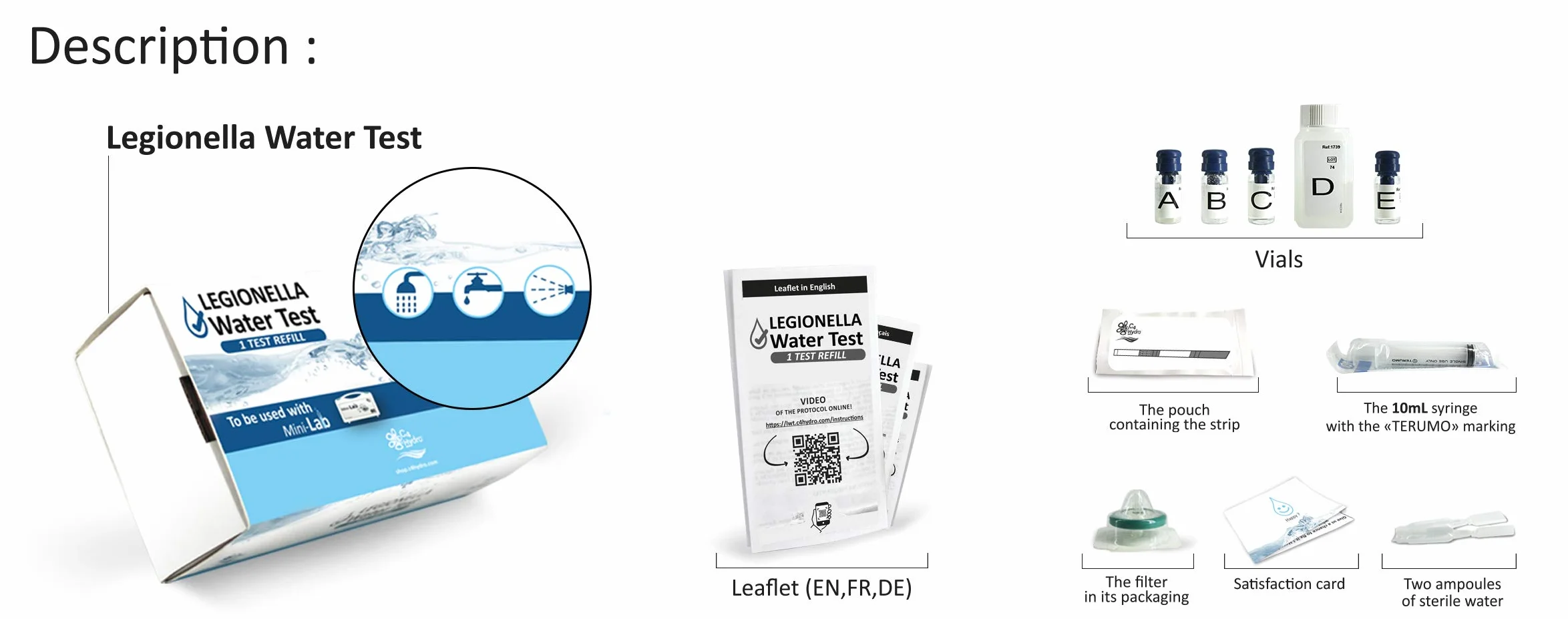 Test wody Legionella – 1 wkład testowy – wykrywanie bakterii w wodzie