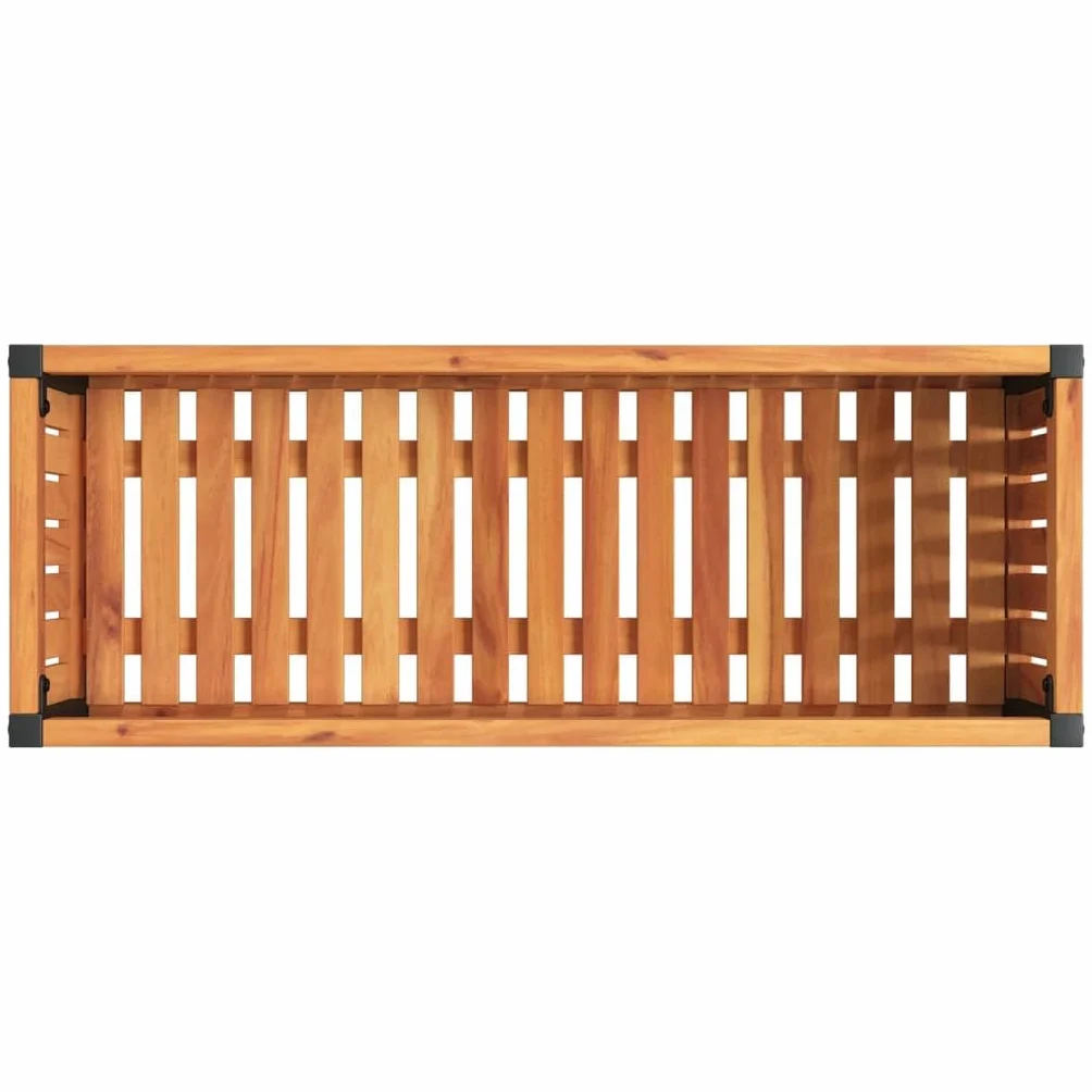 vidaXL Donica ogrodowa, 80x30x27,5 cm, lite drewno akacjowe i stal