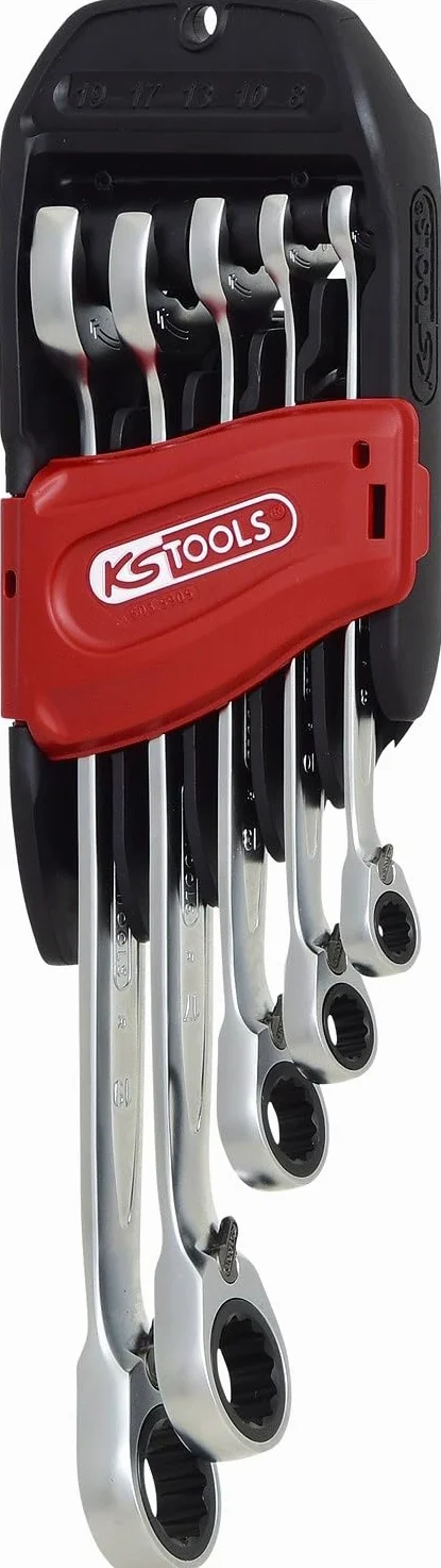 KS Tools 503.5905 DUOGEAR+Zestaw kluczy płasko-oczkowychz2-stronną funkcją grzechotki, przełączane