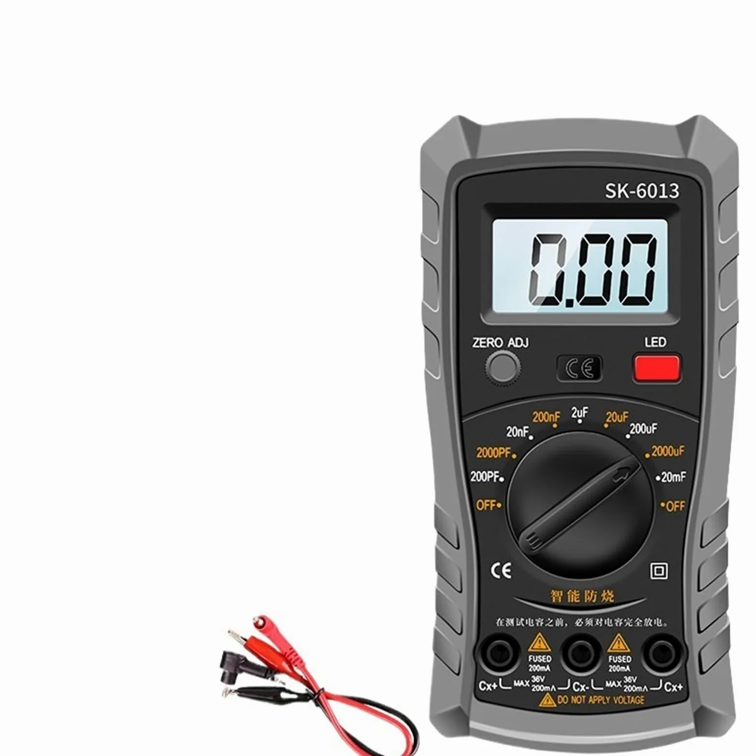 SK-6013 Profesjonalny cyfrowy pojemnościomierz Miernik pojemności 20000uf Tester do kondensatorów 1999 Liczniki Multimetru dla elektryków(SK-6013 GERY)
