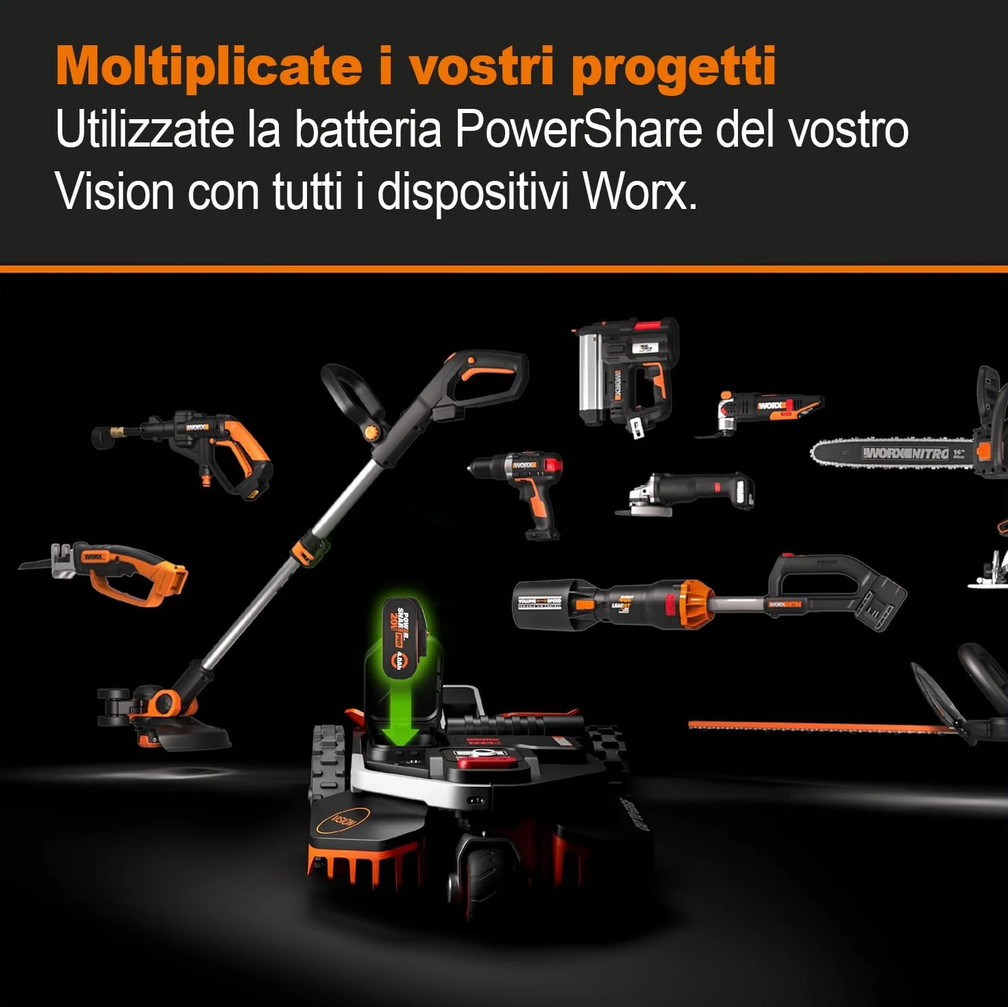 Worx Landroid Vision Robot Koszący, Czarny/Pomarańczowy, 46 x 62,6 x 26,5 cm
