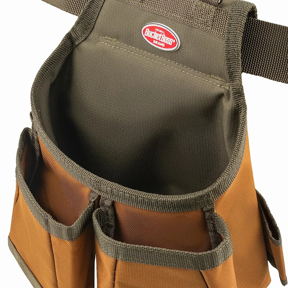 Bucket Boss - Pas narzędziowy Airlift z szelkami, paski narzędziowe - seria oryginalna (50100) z 12 kieszeniami, brązowy, 132 cm