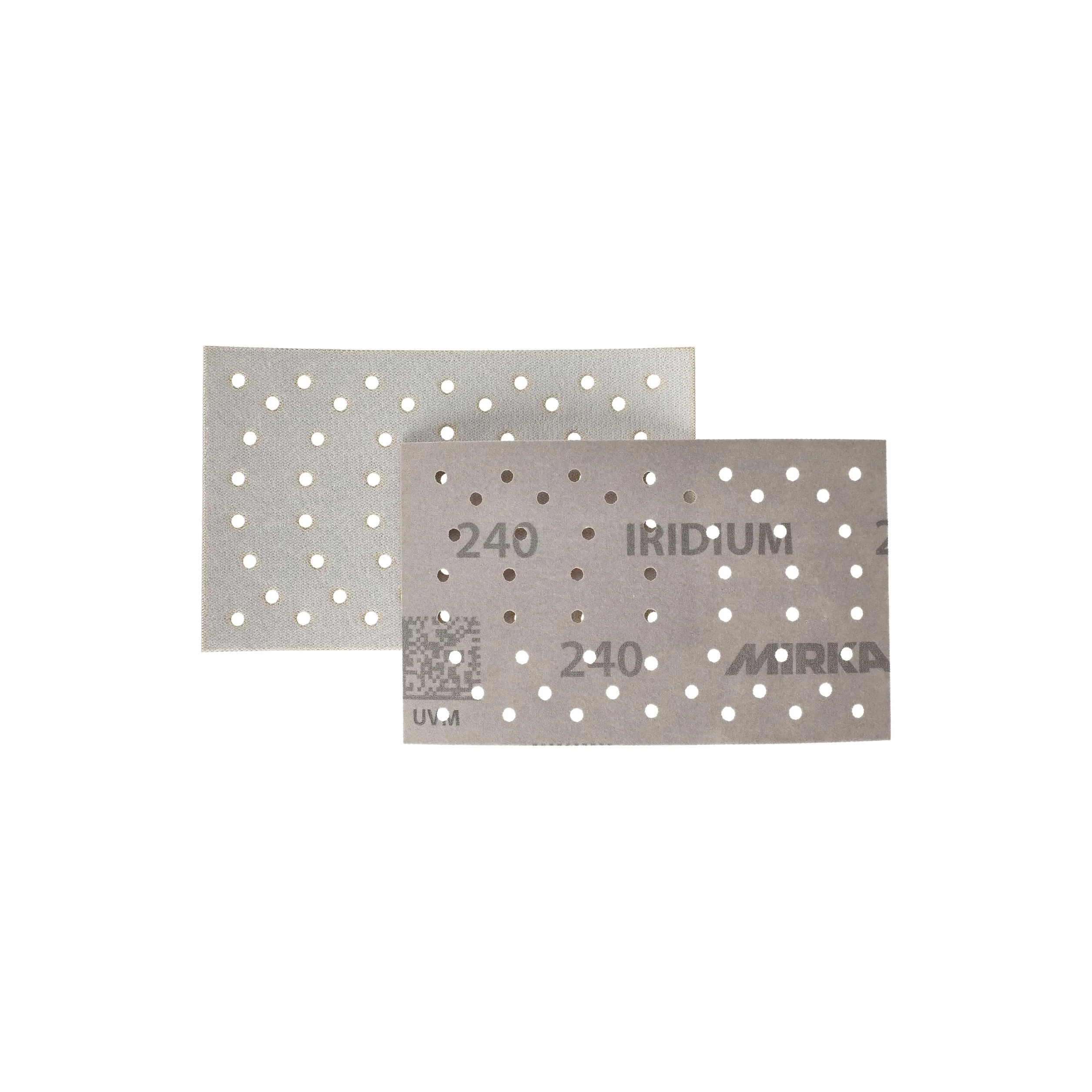 Mirka Iridium Premium papier ścierny 81x133mm rzep 54-otwory, ziarnistość 240, opakowanie 10 sztuk/Do szlifowania farb, szpachli, podkładów, drewna, stali, materiałów mineralnych, plastiku.