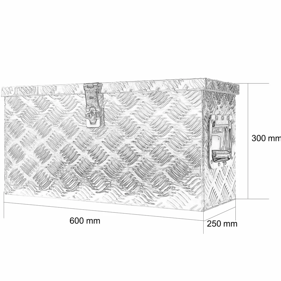 Skrzynka aluminiowa z pokrywką, aluminiowa skrzynka transportowa, z zamkiem V2Aox