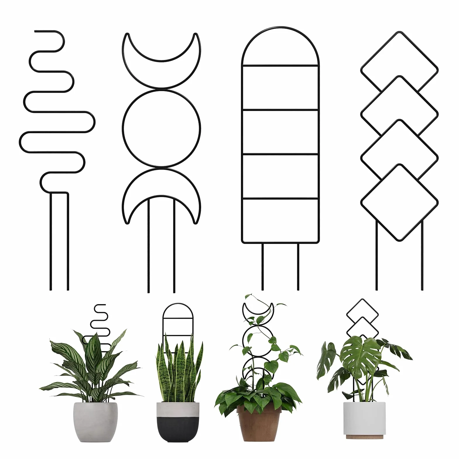 Bamworld Płotki do roślin pnących metalowe 41 cm 4 sztuki do doniczek