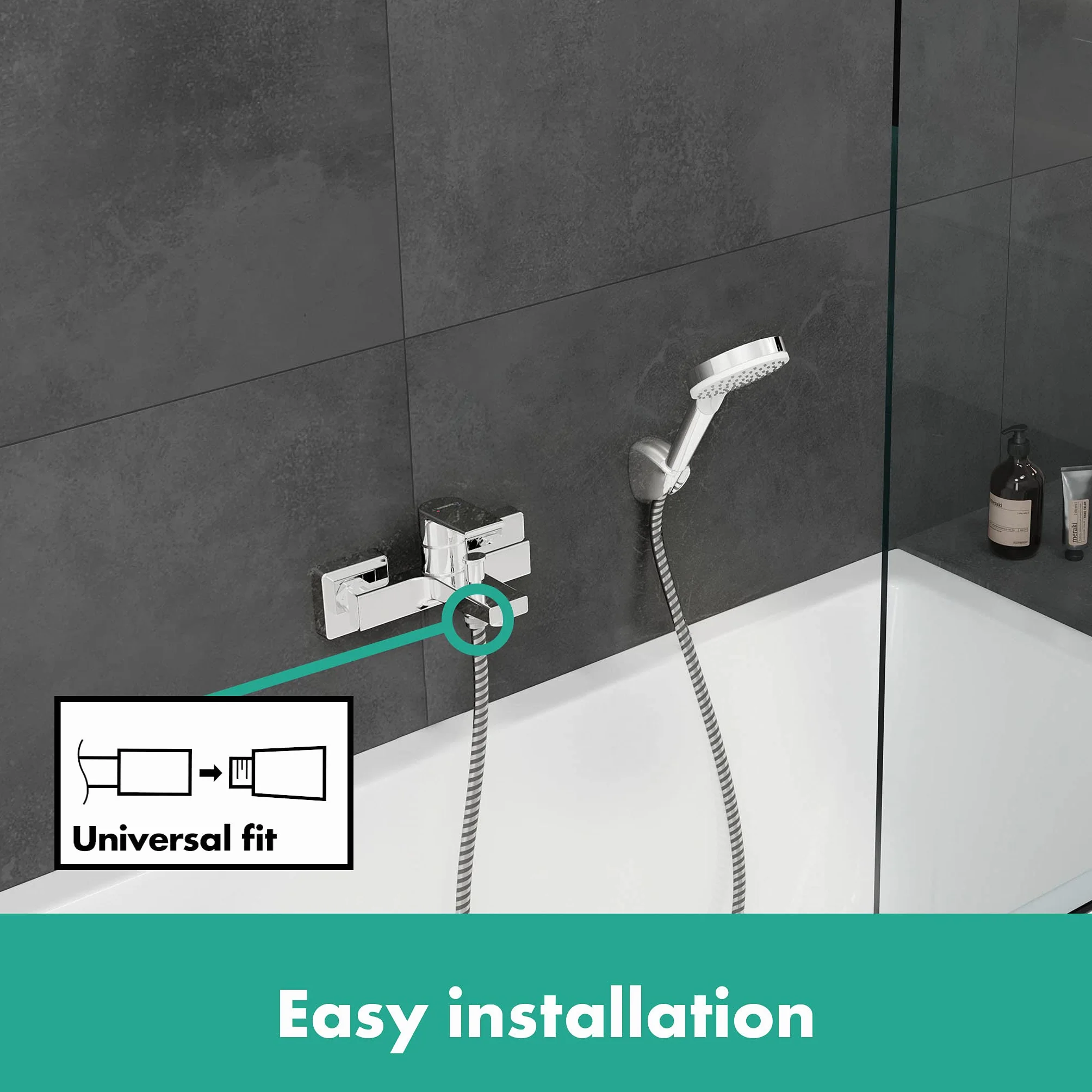 hansgrohe Vernis Shape Jednouchwytowa bateria wannowa natynkowy chrom 16,6 cm