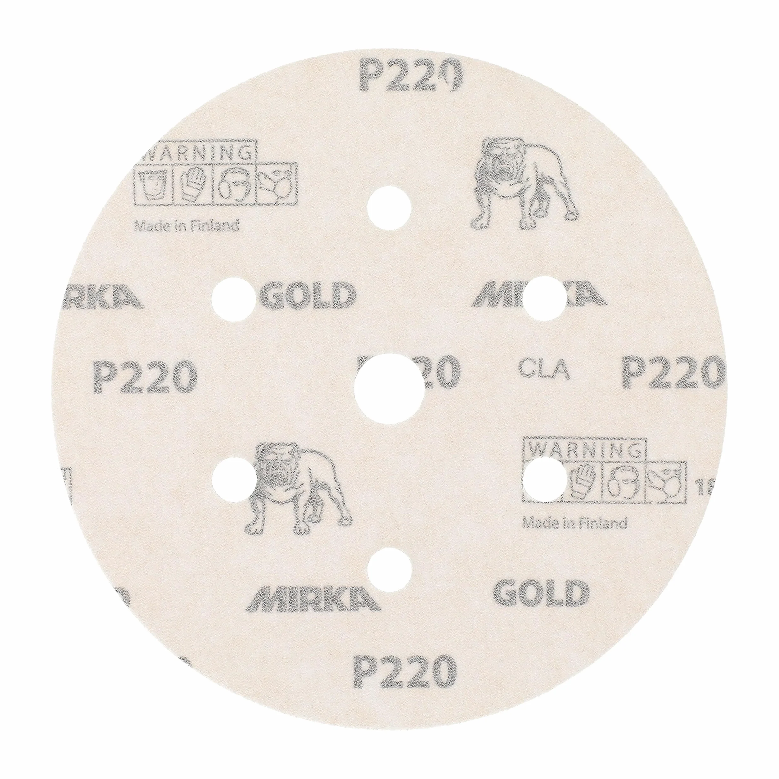 Mirka Gold uniwersalne krążki ścierne z papieru ściernego Ø 150mm / rzep / 7 otworów / P220 / 100 szt/Do szlifowania tynku, szpachli, płyt wiórowych, drewna, lakierów.