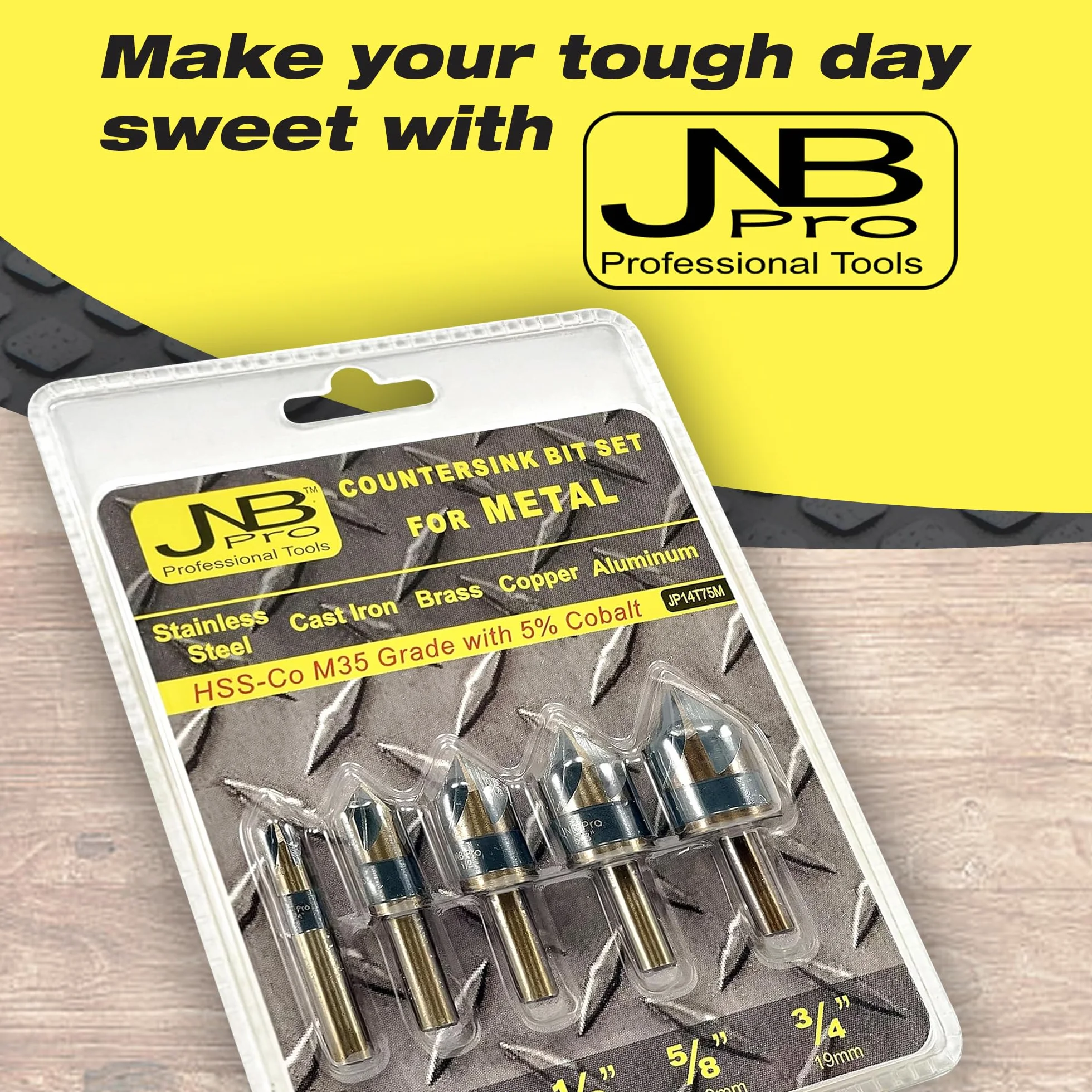 JNBPRO Zestaw wierteł do metalu, 5 szt. stal o wysokiej prędkości z 5% węglem klasy HSS-Co M35, rozmiary 1/10.2 cm, 3/20.3 cm, 1/5.1 cm, 5/20.3 cm i 3/10.2 cm, 1/10.2 cm .2 cm ROL UND SHANK, zestaw
