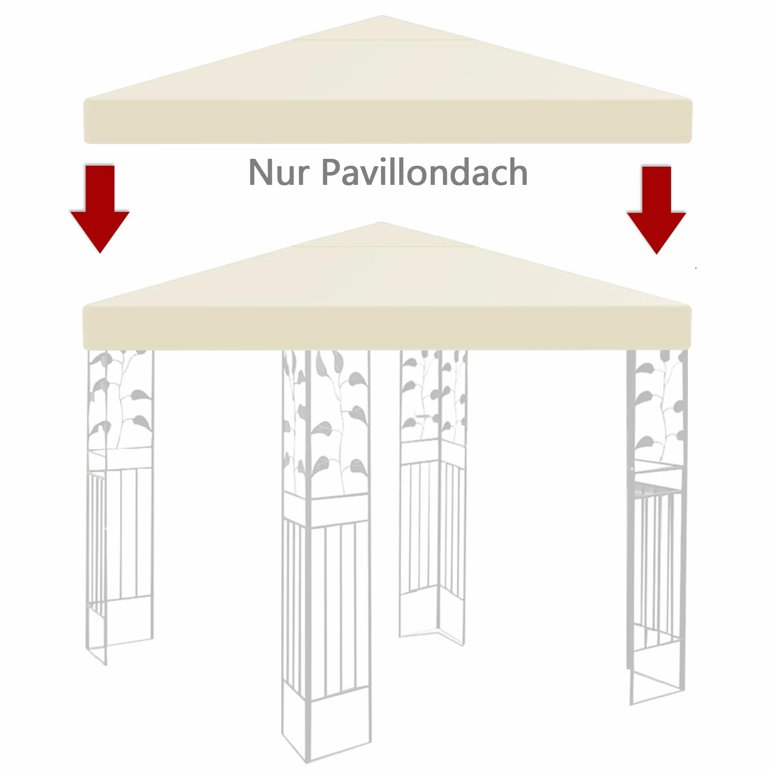 Zapasowy dach do pawilonu ogrodowego, 3 x 3 m, wodoszczelny, stabilny, odporny na warunki zimowe, 160 g/m², beżowy, pojedynczy dach, pawilon ogrodowy, pawilon składany, odporny na burzę, namiot