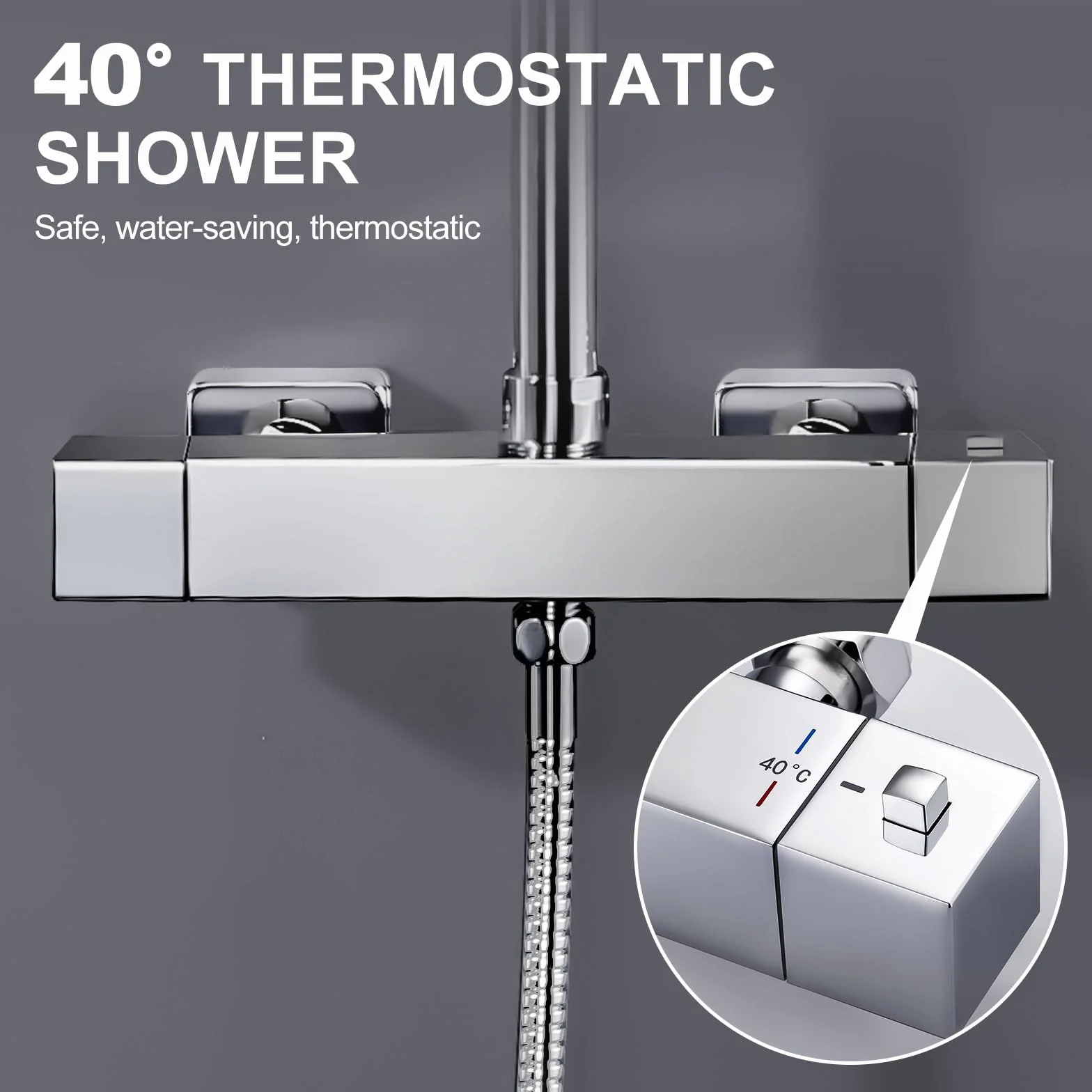 ARCORA System prysznicowy z termostatem, stal nierdzewna 304, deszczownica zestaw armatury do wanny, termostat z miedzi, do łazienki (system prysznicowy z zaworem termostatycznym i półką)