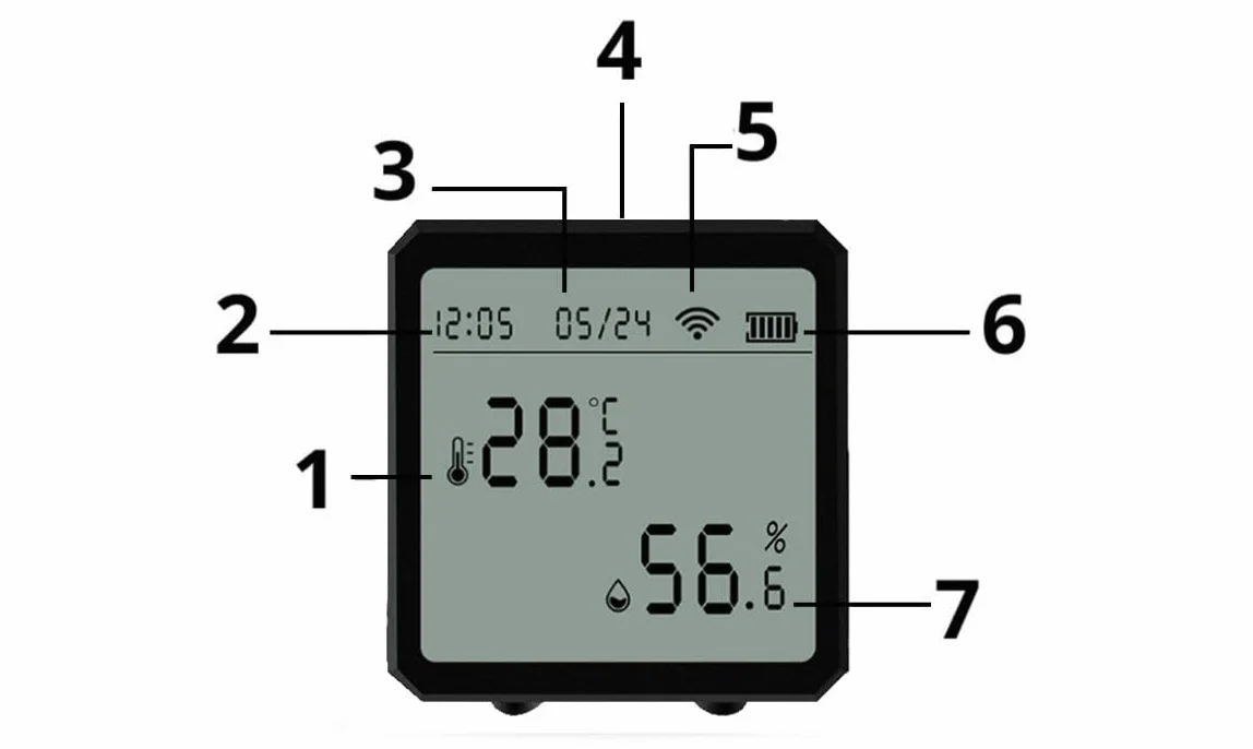 Tuya Czarny Czujnik Temperatury i Wilgotności z Ekranem LCD WiFi