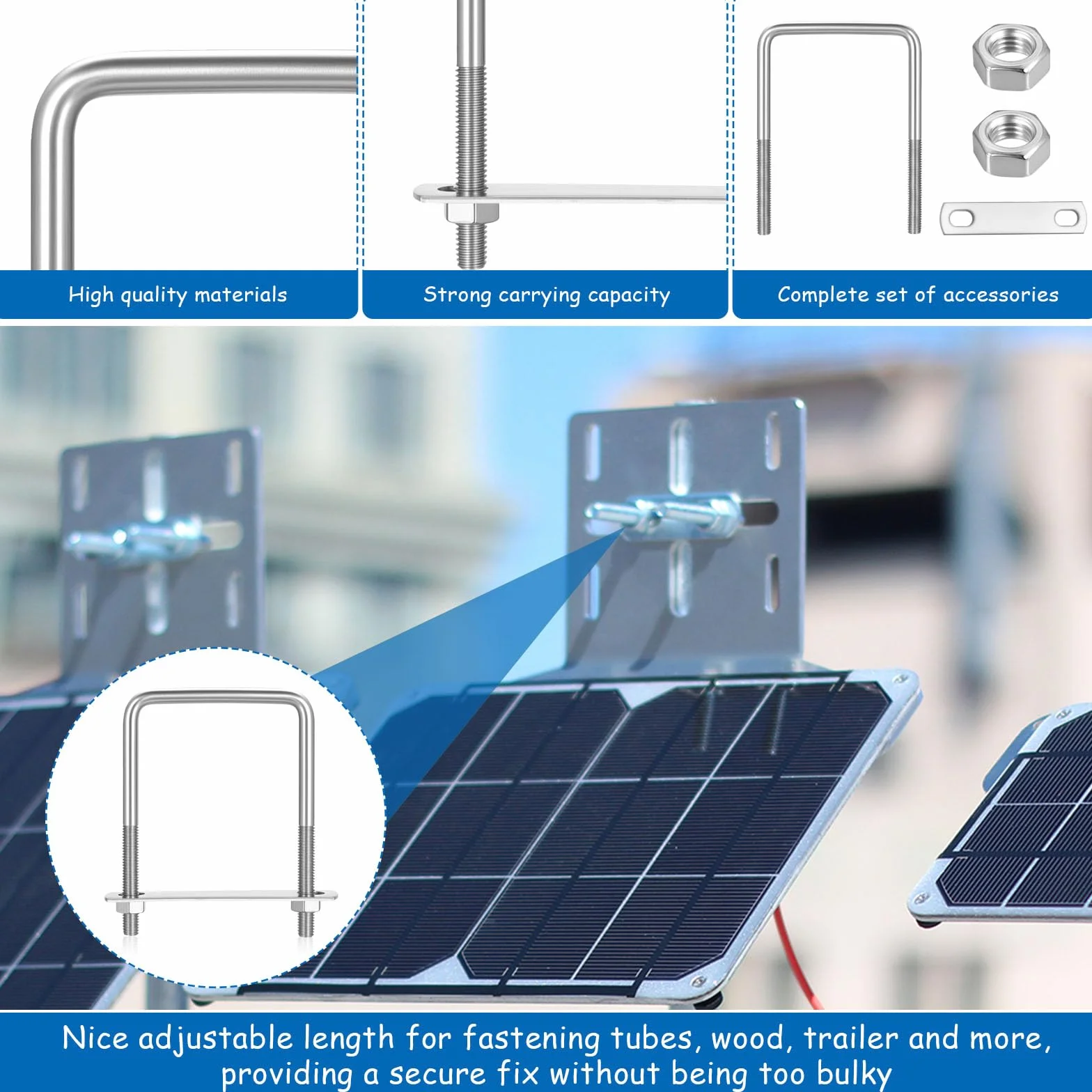6 sztuk śrub pałąkowych M6 50 x 80 mm, pałąk U z gwintem, obejma pałąkowa ze stali nierdzewnej, śruby U, śruby U z nakrętkami i płytą ramową do mocowania rur, naprawy samochodu