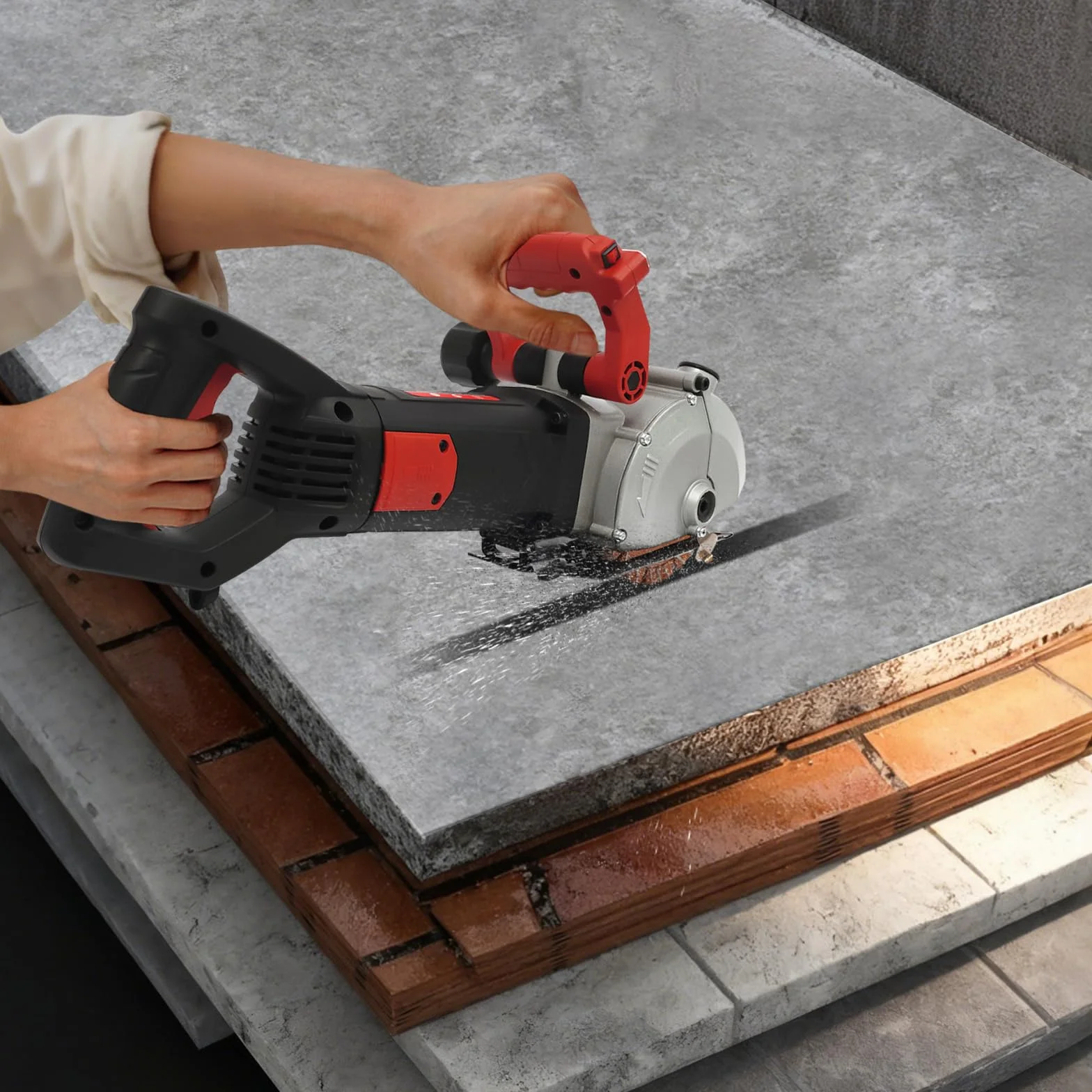 Bruzdownica szczelinowa 4800 W, tarcza tnąca Ø 133 mm, frez murowy 6200 obr./min, frez szczelinowy o głębokości 41 mm, elektryczna frezarka do ścian, do marmuru, granitu, betonu