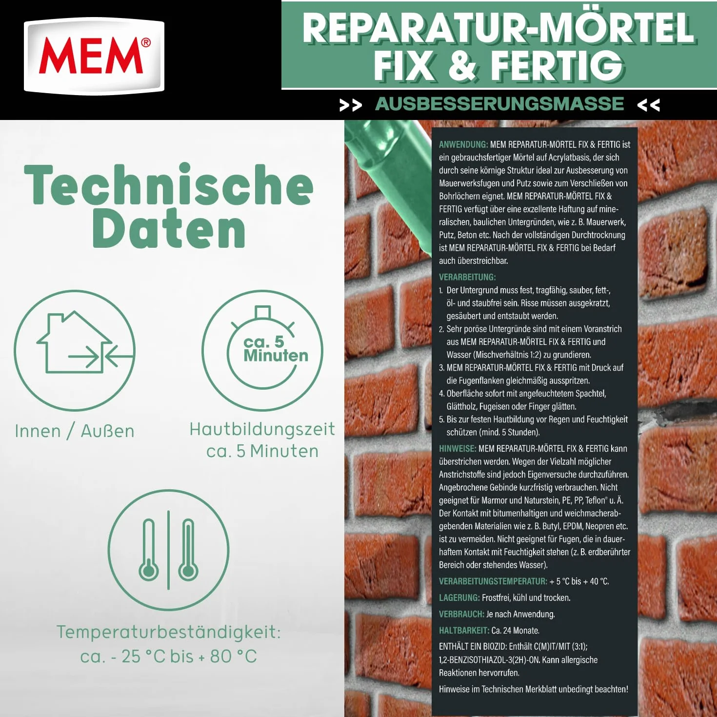Mem Fix & Ready Zaprawa, Szary, 300 ml
