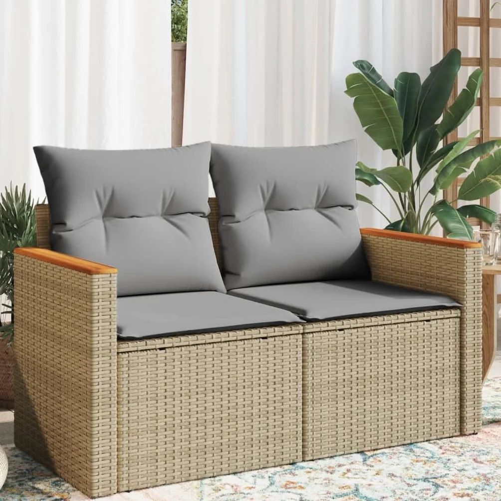 vidaXL Sofa ogrodowa 2-osobowa polirattan beż