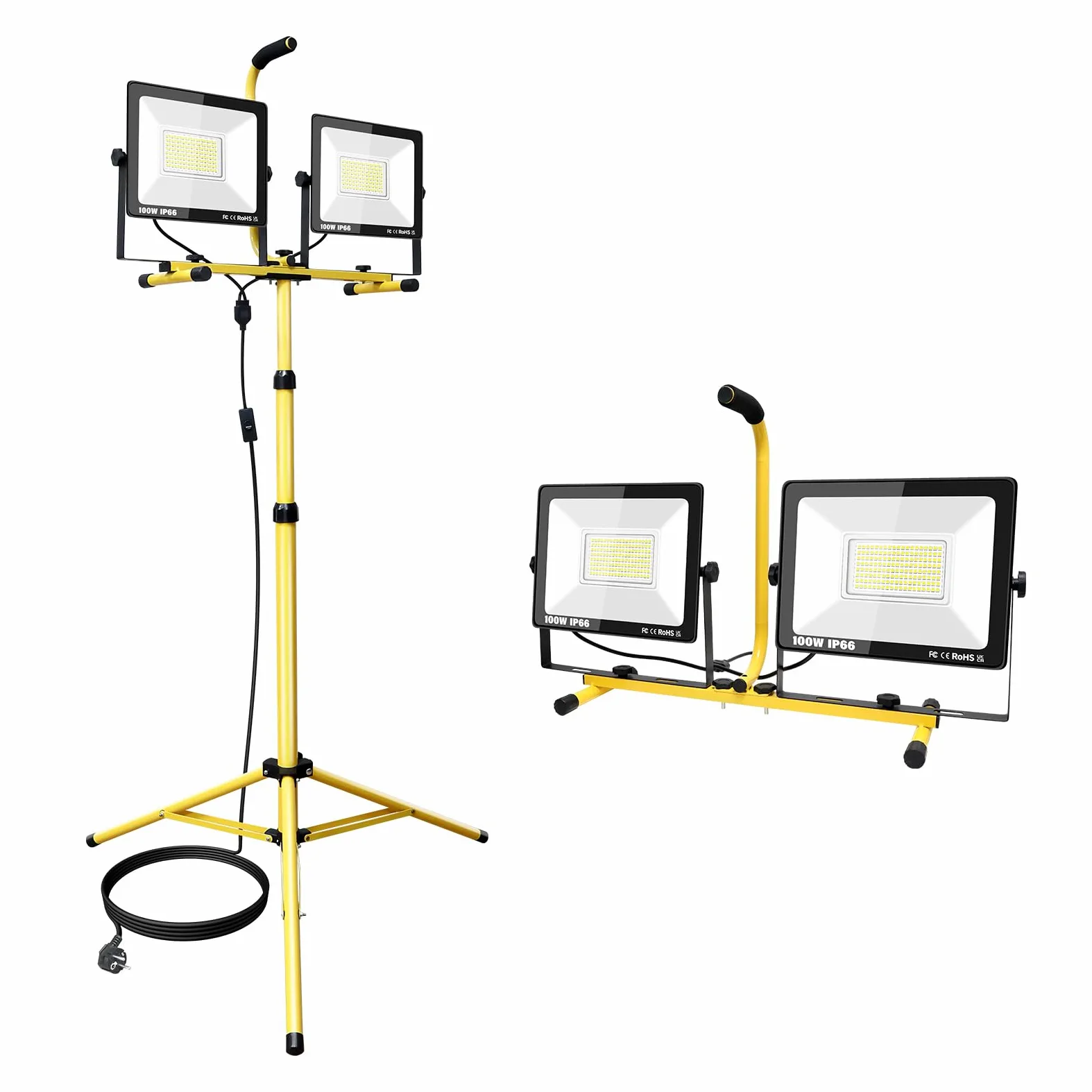 SKYWORLD 200 W 20000 lm statyw LED oświetlenie robocze, regulowane oświetlenie miejsca pracy, przenośne światło LED z metalowym teleskopowym statywem, przewód zasilający 5 m do warsztatu, garażu