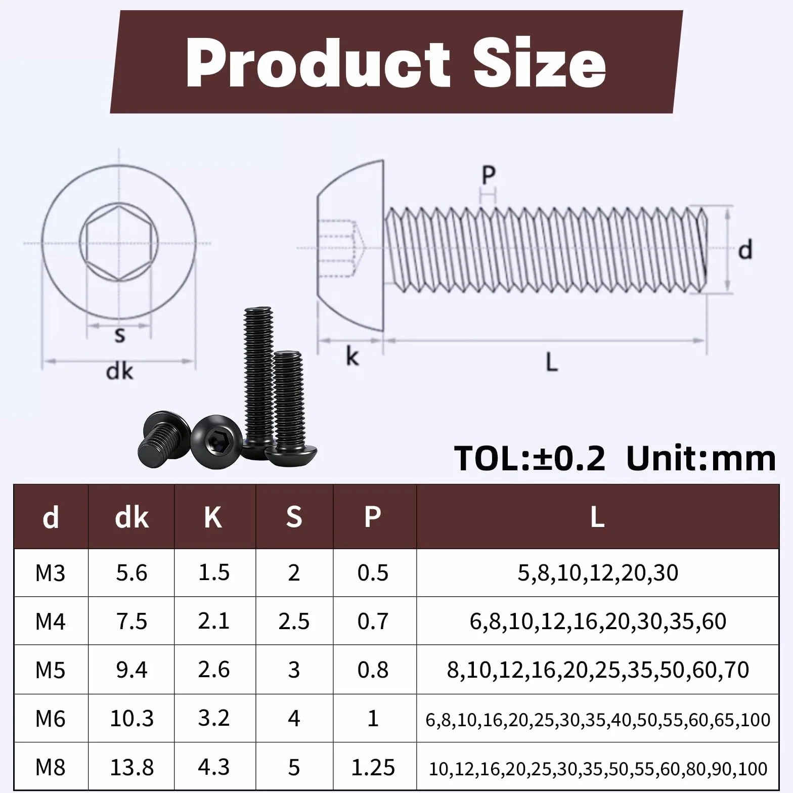 20 sztuk Śruby z Łbem Soczewkowym M4x30mm Śruby z Łbem Płaskim Śruba Imbusowa, Czarne Stali Nierdzewnej A2 V2A 304 Pełny Gwint z Kluczem Imbusowym