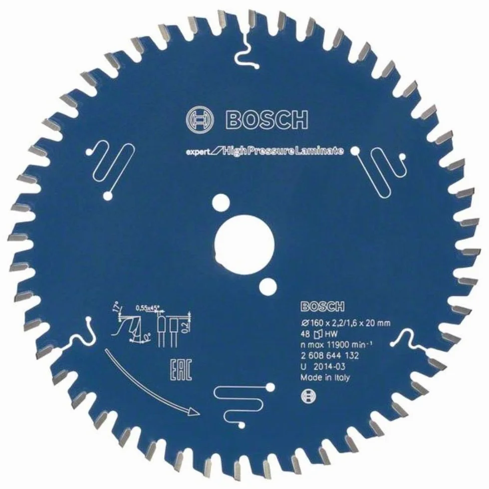 Bosch Professional 1 x brzeszczot do piły tarczowej Expert for High-Pressure laminat (do płyt ciśnieniowych z ciśnieniowej prasy warstwowej, brzeszczot Ø 250 x 30 x 2,8 mm, zęby 80, akcesoria do pił