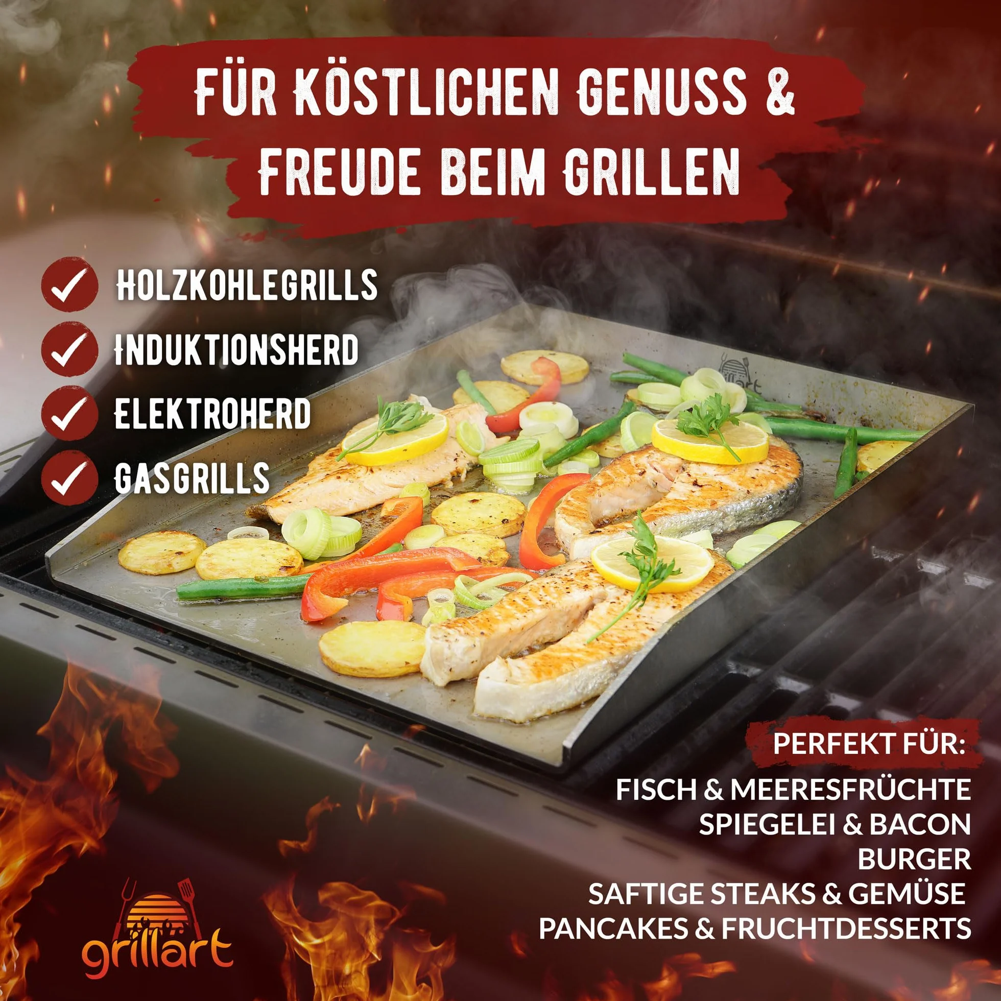 Grillart Premium Plancha grillowa ze stali nierdzewnej 4 mm 30 x 40 cm do kuchenek indukcyjnych
