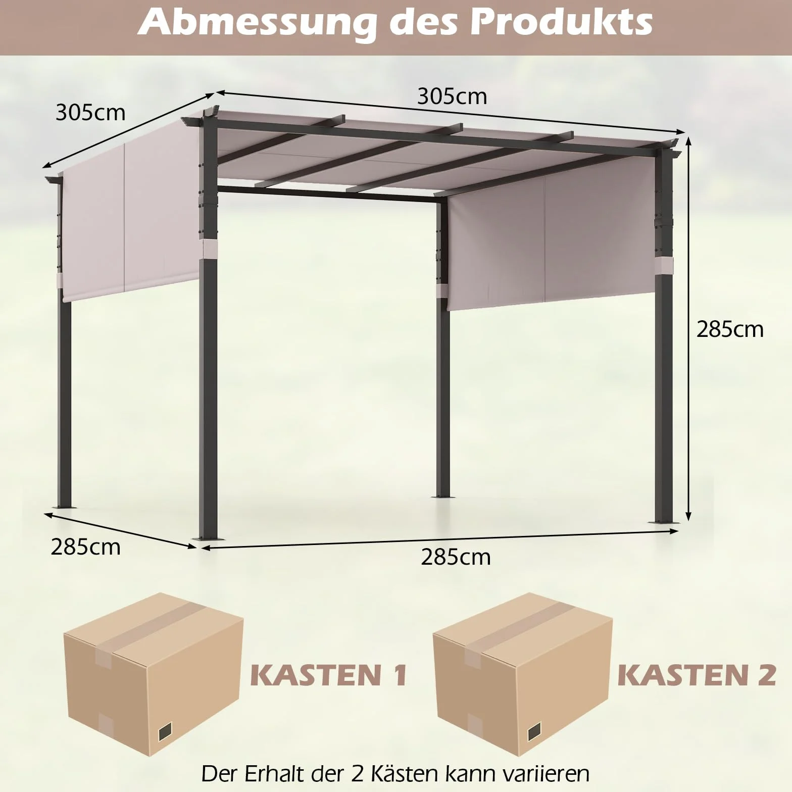 COSTWAY Pergola 3,05 x 3,05 m z regulowanymi dachami wodoszczelna metalowe kolumny
