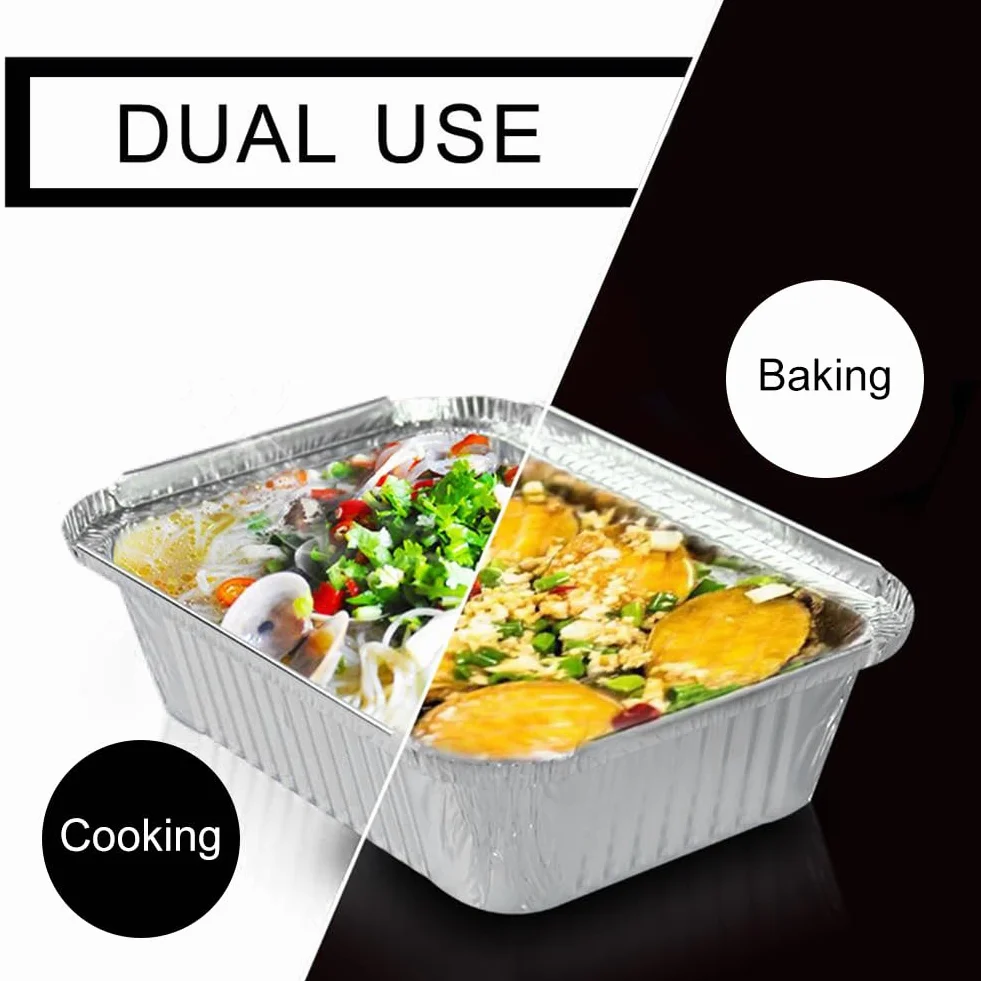 Miseczki aluminiowe，Aluminiowe tacki do grilla, tacki ociekowe, tacki do grillowania – 25 sztuk jednorazowych misek z folii aluminiowej, pasują do pieczenia, smażenia, gotowania