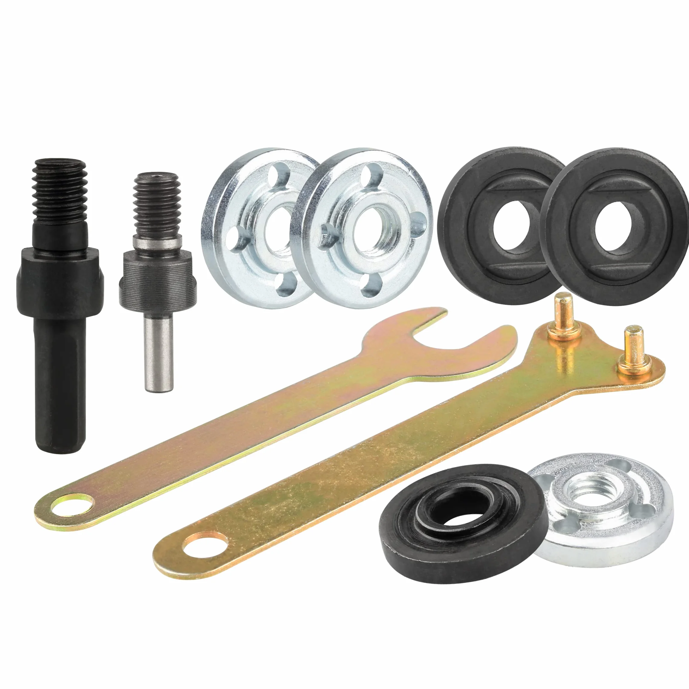 Yakamoz Adapter do szlifierki kątowej z zestawem części nakrętek kołnierzowych, adapter trzpienia trzpienia 6 mm i 10 mm z 3 zestawami wymiennych nakrętek kołnierzowych szlifierki i narzędzia do