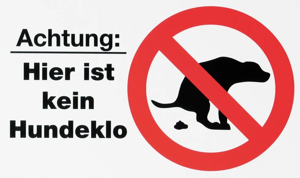 Metafranc Tabliczka informacyjna "Uwaga: Hier ist kein Hundeklo" - 250 x 150 mm/oznakowanie/tabliczka informacyjna/znak zakazu/zakaz psa/parkowanie/plac zabaw/oznakowanie działki /