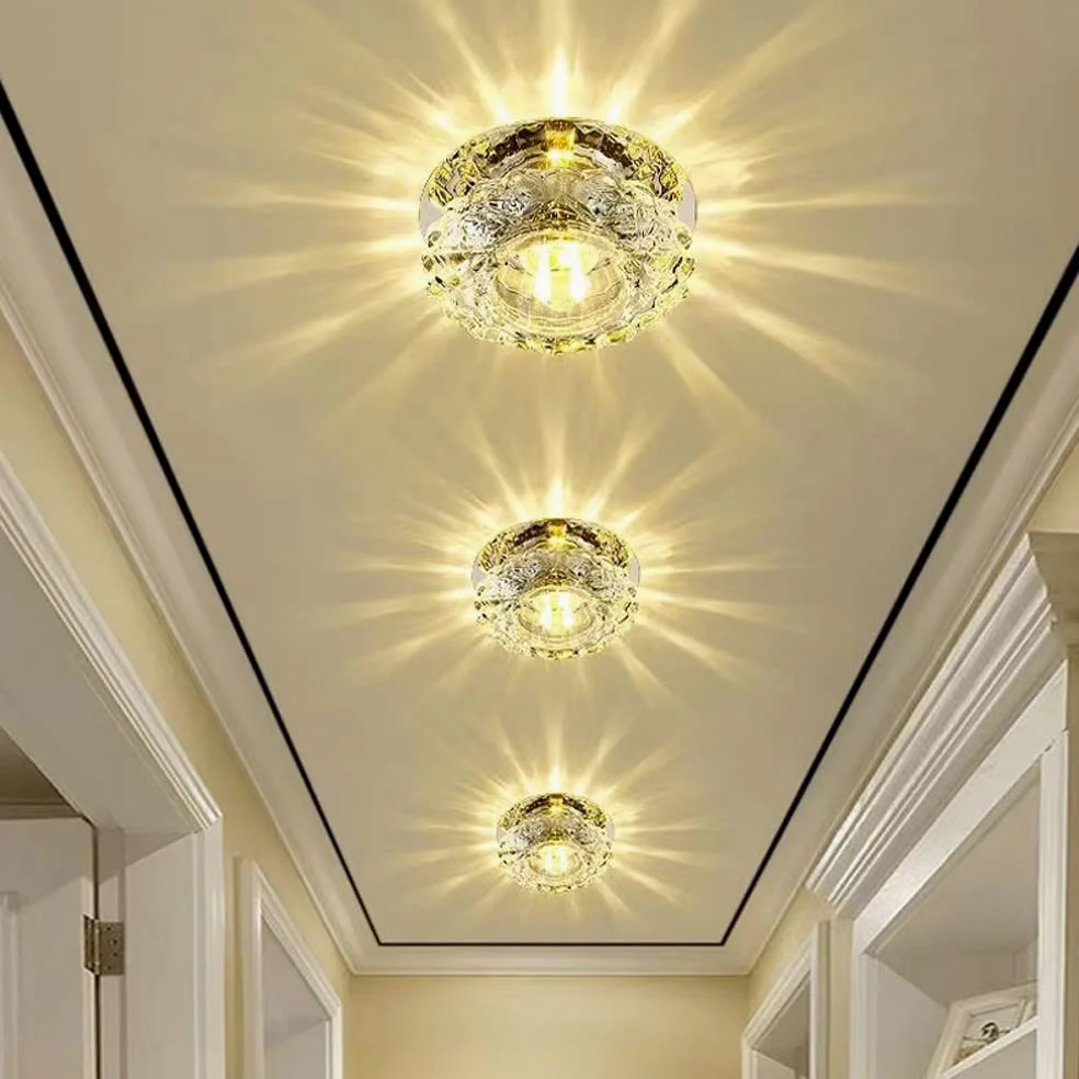 Zestaw 5 lamp LED bez kanalików, reflektory 2-3,5 cala, oświetlenie korytarza 3 W, zestaw do konwersji lampy w kształcie płytki ocznej 5 W, chromowana oprawa antyodblasko,5w-white light