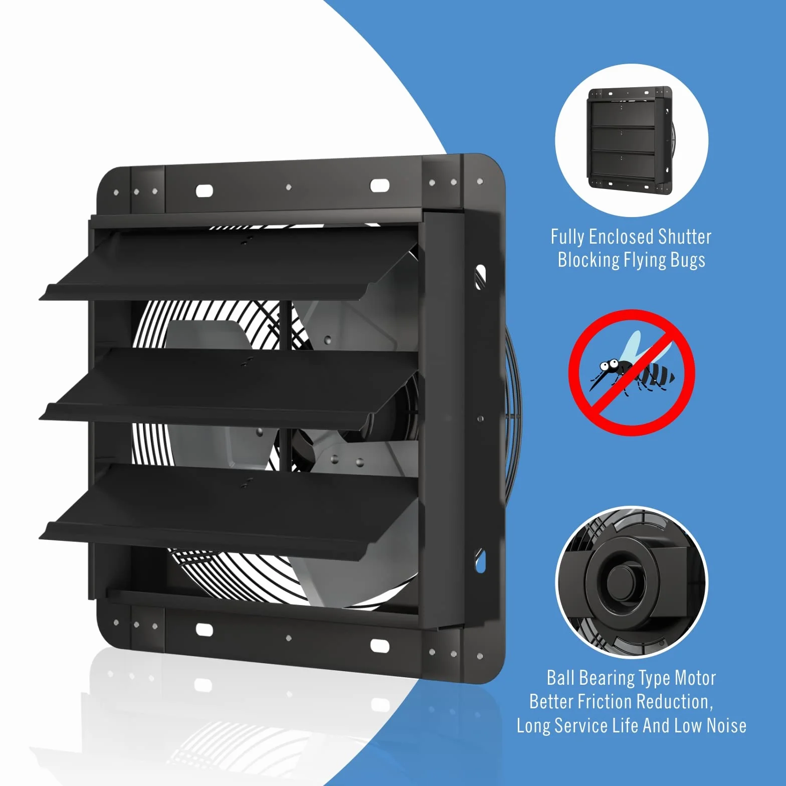 Aygrochy Wentylator ścienny 300 mm, przemysłowy 1520 m³/h, wentylacja i chłodzenie do szklarni, garażu, loftu i kuchni.