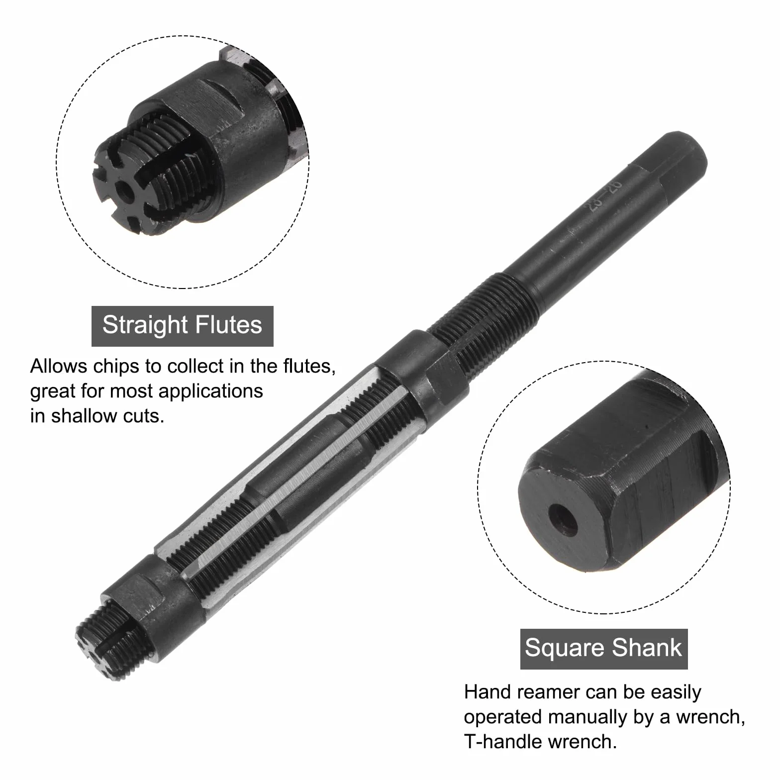 QUARKZMAN 2 szt. Zestaw rozwiertaków ręcznych 21 mm-23 mm 23-26 mm regulowany H8, rozwiertaki metryczne wiertło do otworów z metalu do drewna, 6 fletów prostych