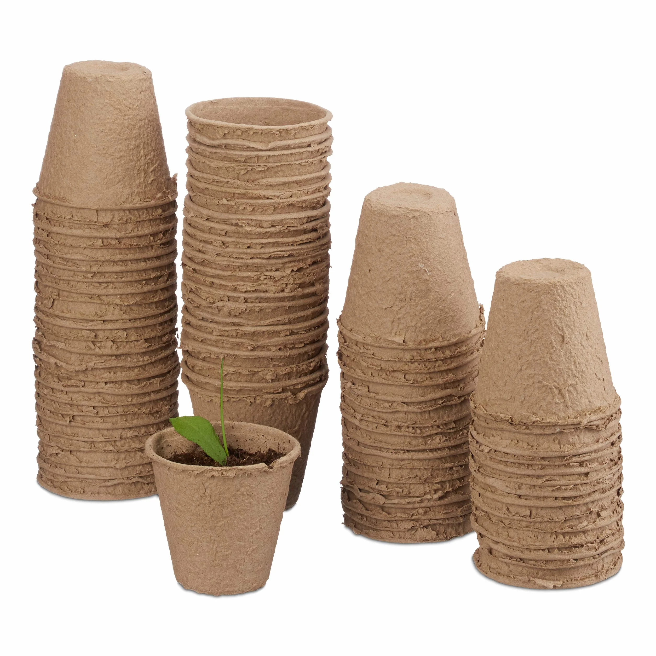 Relaxdays doniczki rozsadowe, papierowe, do rozsad, na sadzonki, biodegradowalne, ekologiczne, 80 szt., śr. 6 cm, beżowe