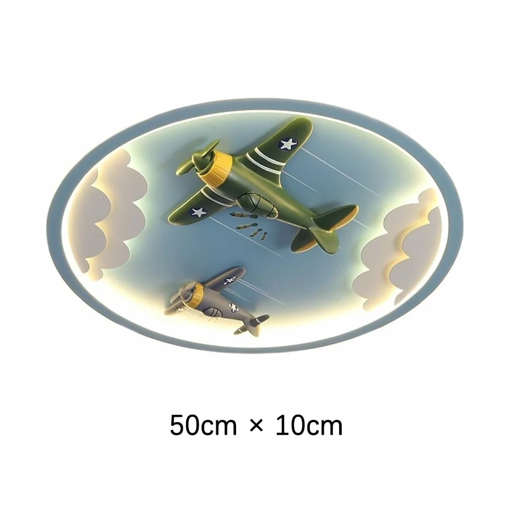 Lampa Sufitowa LED Samolot dla Dzieci Ściemnialna z Pilotem Okrągła Niebieska 50cm