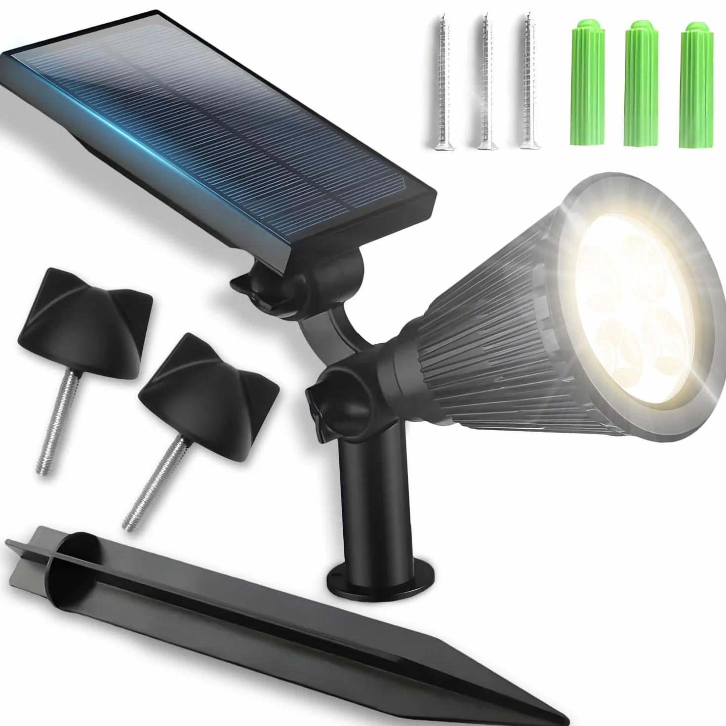 Retoo Lampa Solarna z Czujnikiem Zmierzu, 4x LED z 3 trybami jasności, Zimna Barwa Swiatła 6500K, Super Jasna, Wodoszczelna, Zewnętrzna lampa ogrodowa
