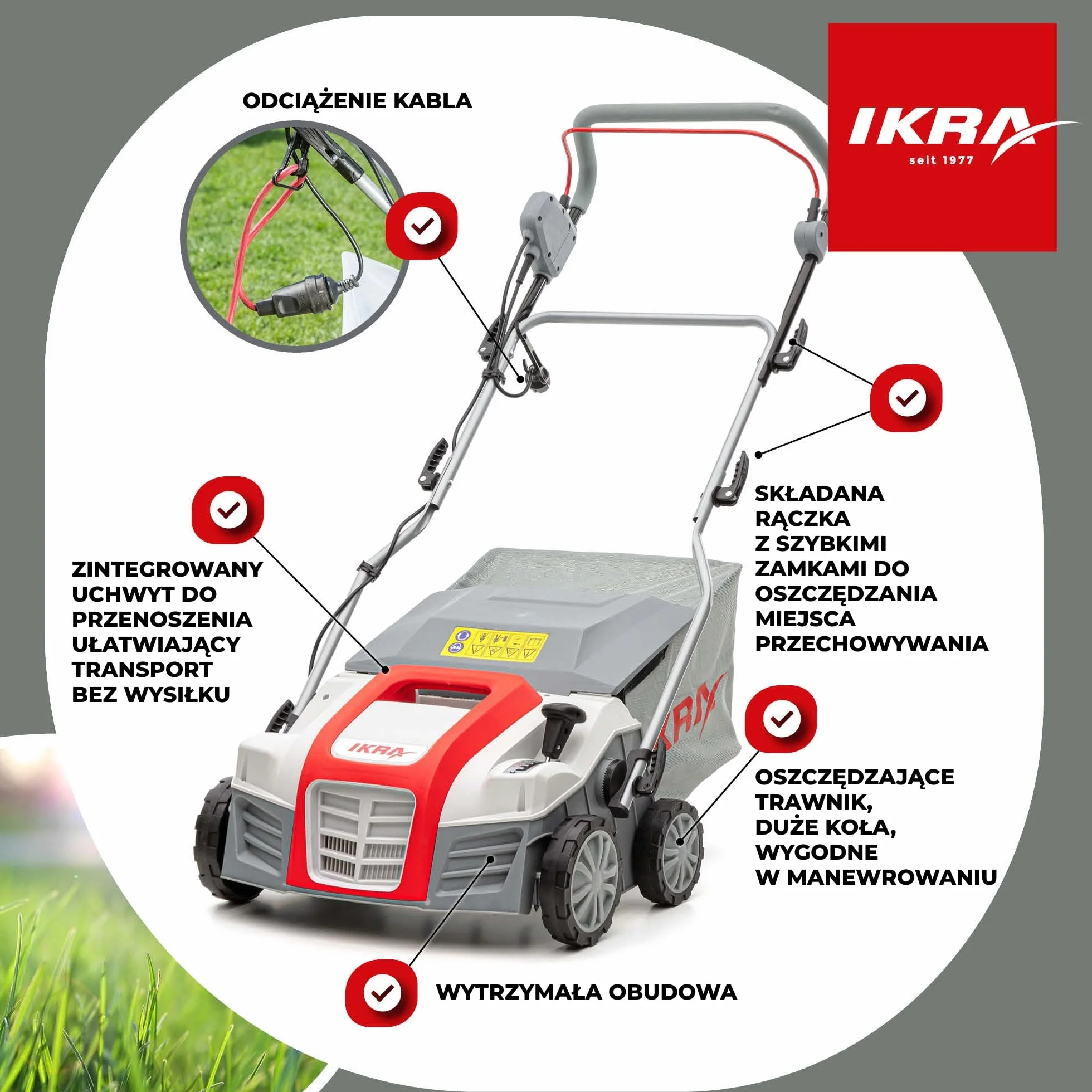 IKRA IEVL 1840 Aerator Wertykulator elektryczny 1800W 40cm 55l