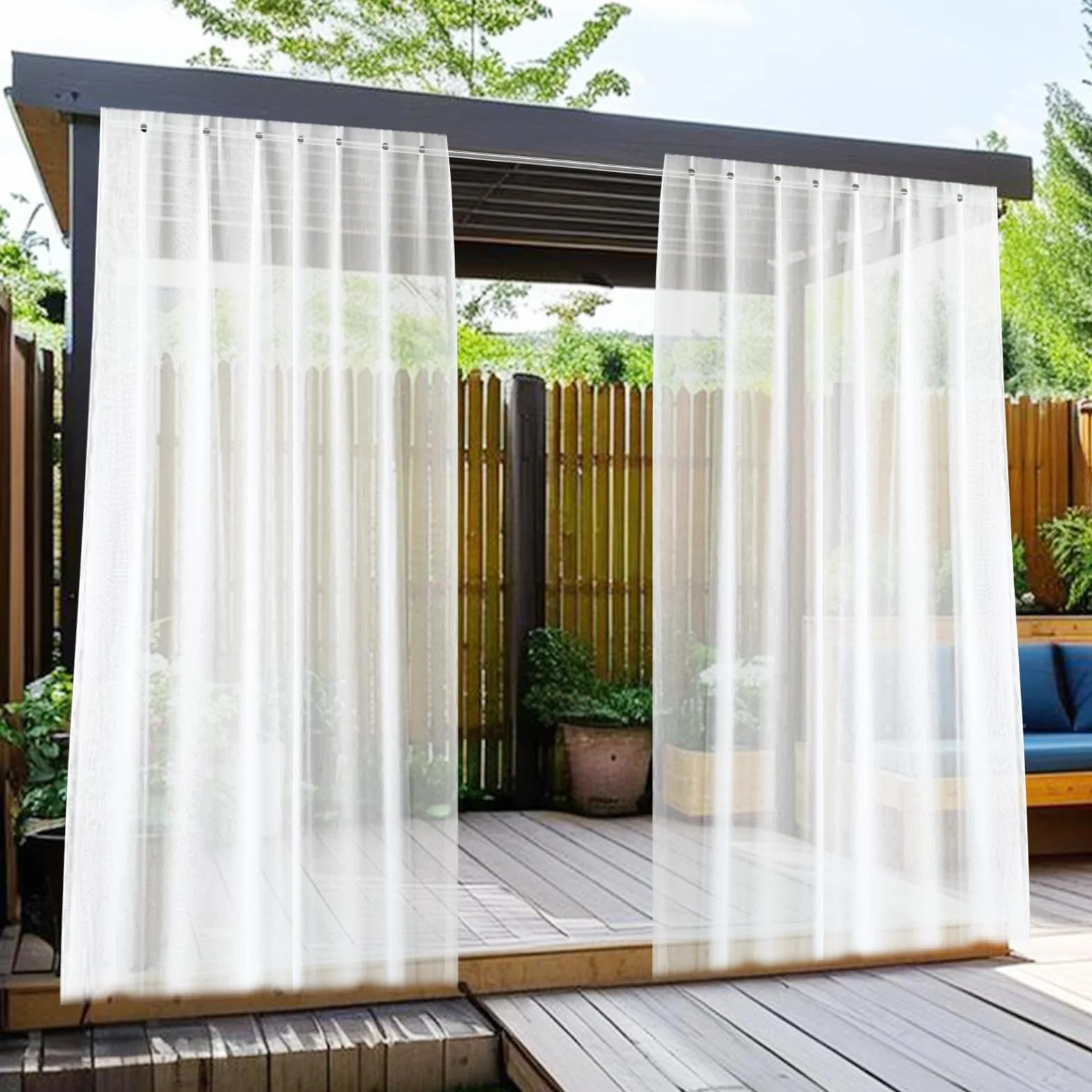 Przezroczysta zasłona zewnętrzna wodoszczelna 132x213 cm 2 sztuki na balkon taras