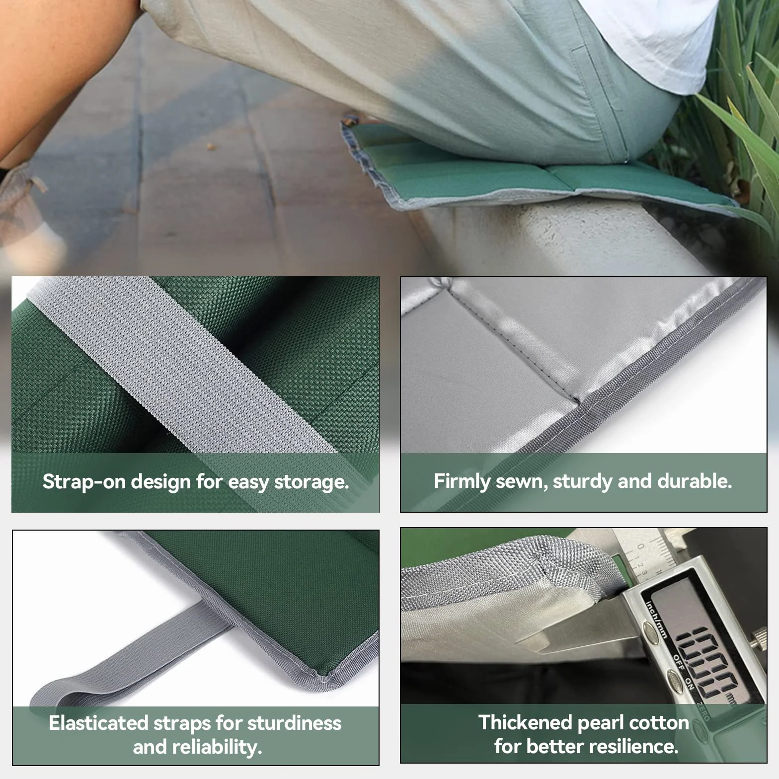 2 szt. Thermo Outdoor Seat Pad Składana mata siedziska Wodoodporna poduszka siedziska z 2 torbami do noszenia na piknik na świeżym powietrzu i kemping (czarny/zielony)