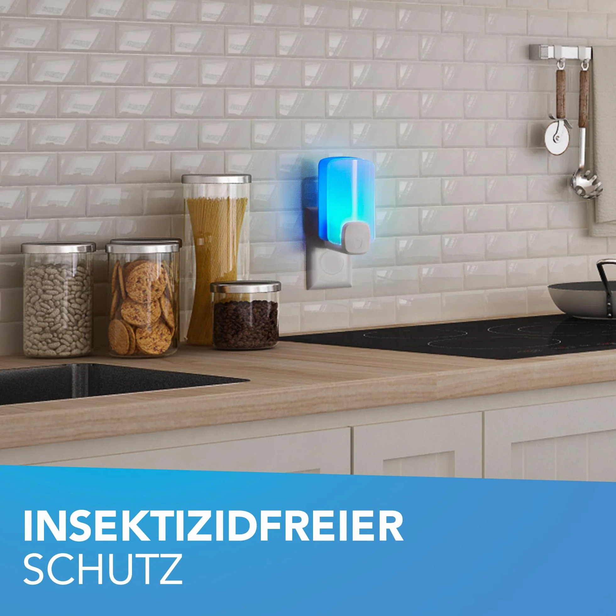 Raid Essentials pułapka świetlna LED na muchy, muszki owocówki i mole, ochrona 24/7, bezzapachowa, 1 szt.