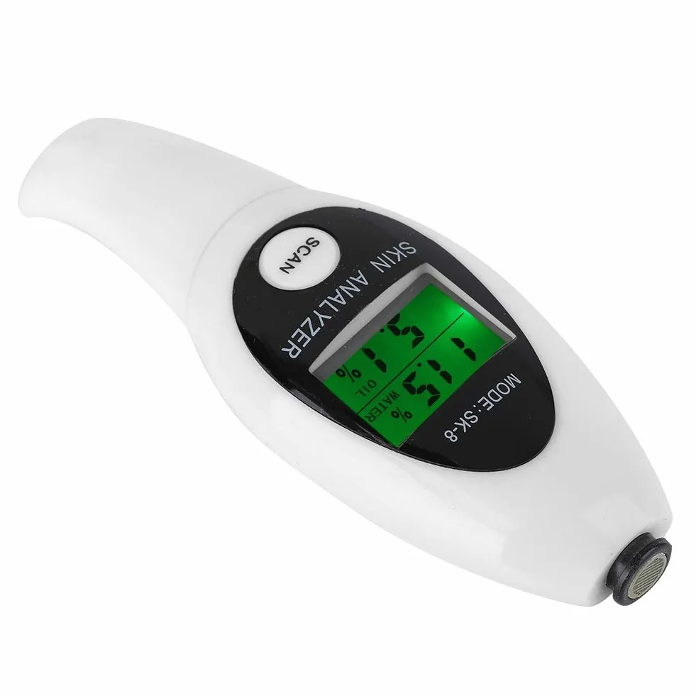 Analizator skóry z cyfrowymi wyświetlaczami LCD, analizator skóry Monitor wilgotności skóry do pielęgnacji skóry, wysoce wrażliwy tester skóry twarzy Cyfrowe urządzenie pomiarowe do salonu (biały)