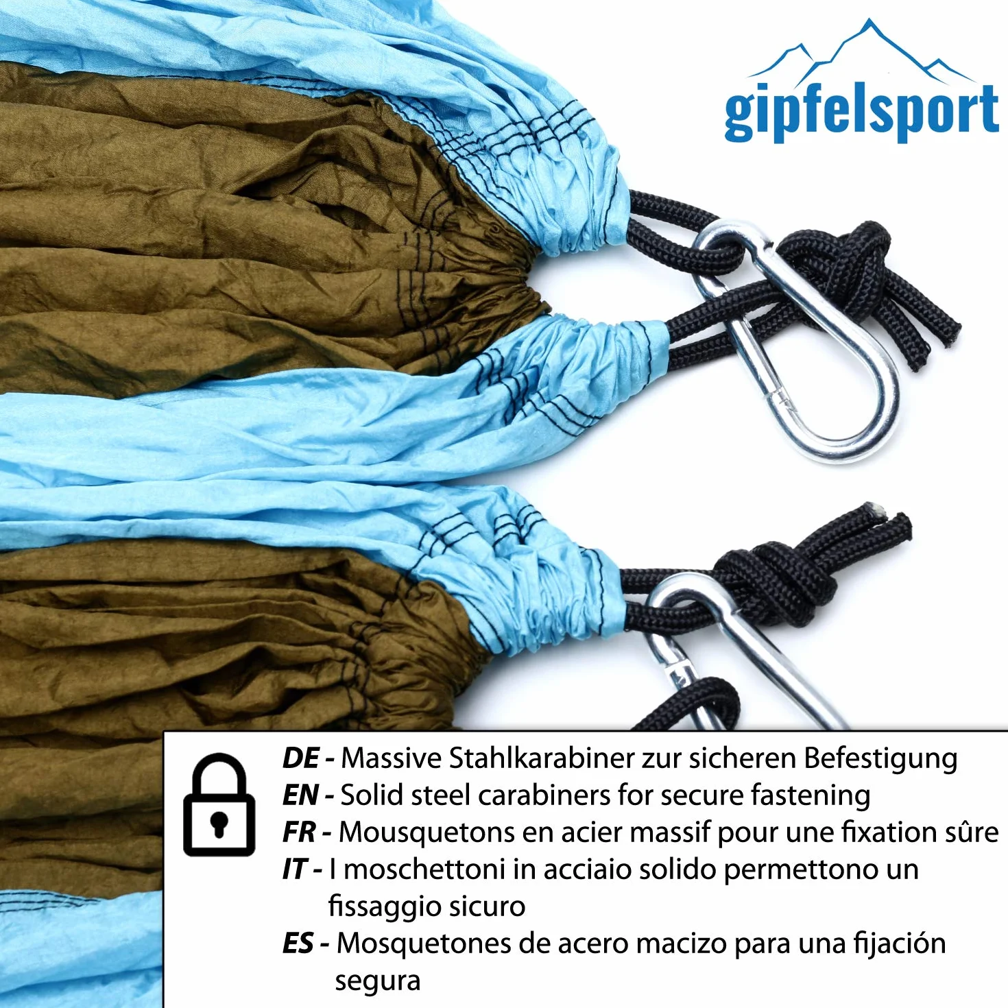 gipfelsport Hamak oliwkowo-jasnoniebieski z paskami